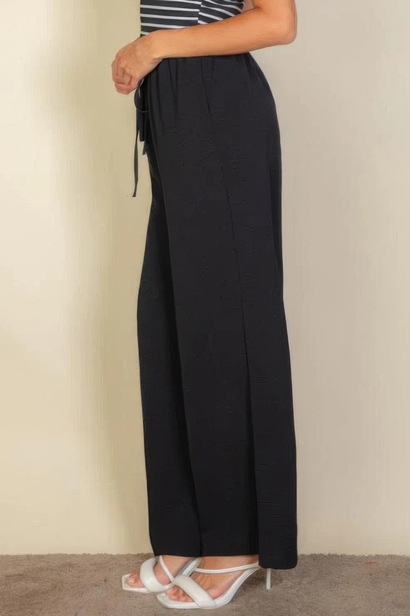 Drawstring Waist Wide Leg Minimalist Pants product image