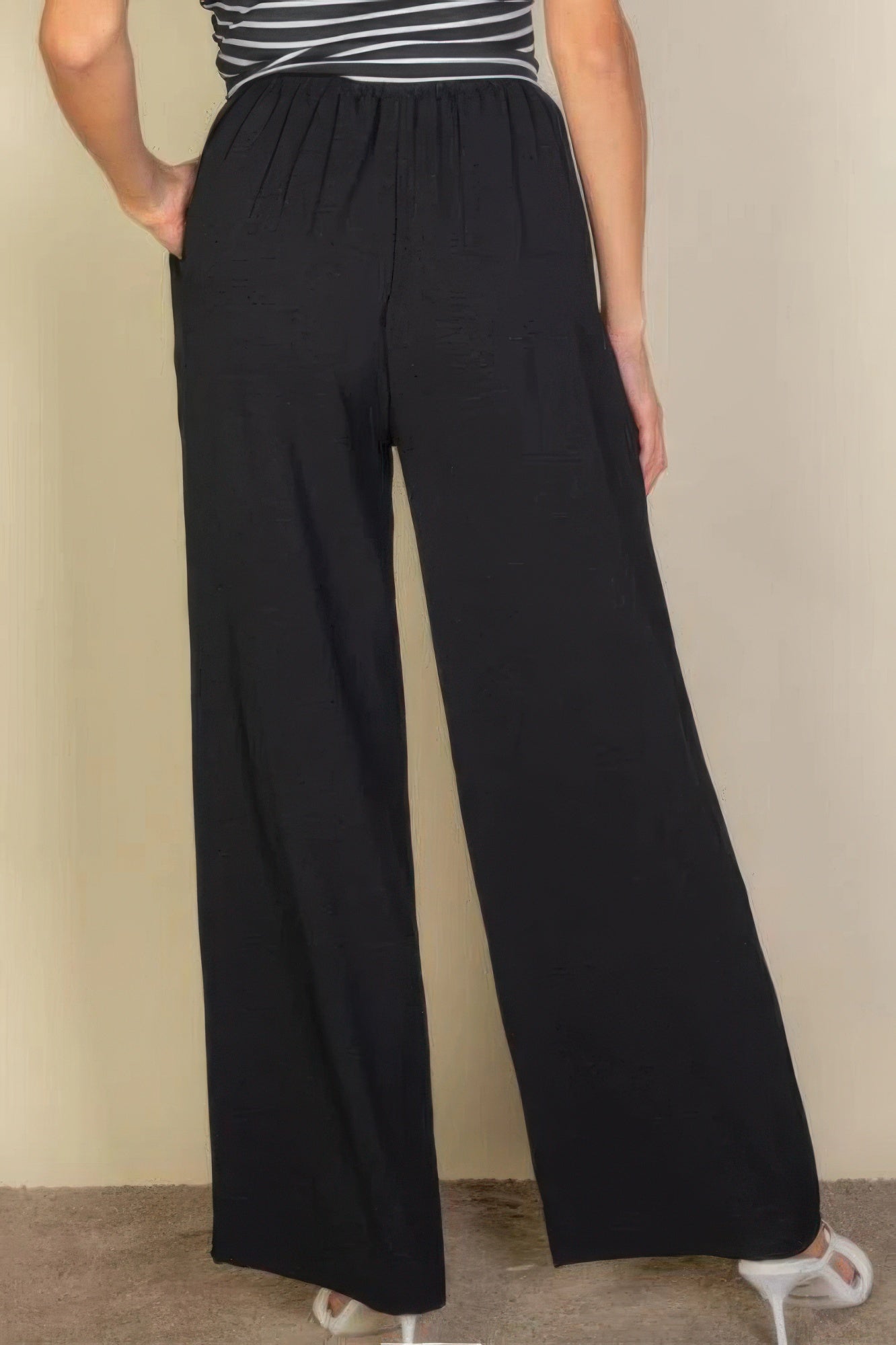 Drawstring Waist Wide Leg Minimalist Pants product image