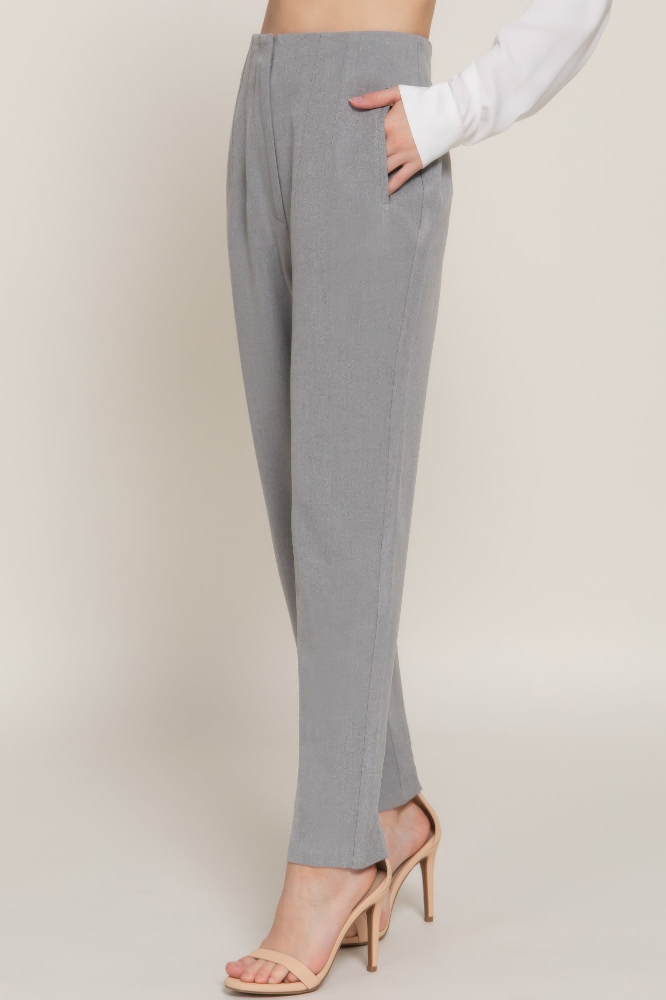 High Waist Pintuck Detail Long Pants product image