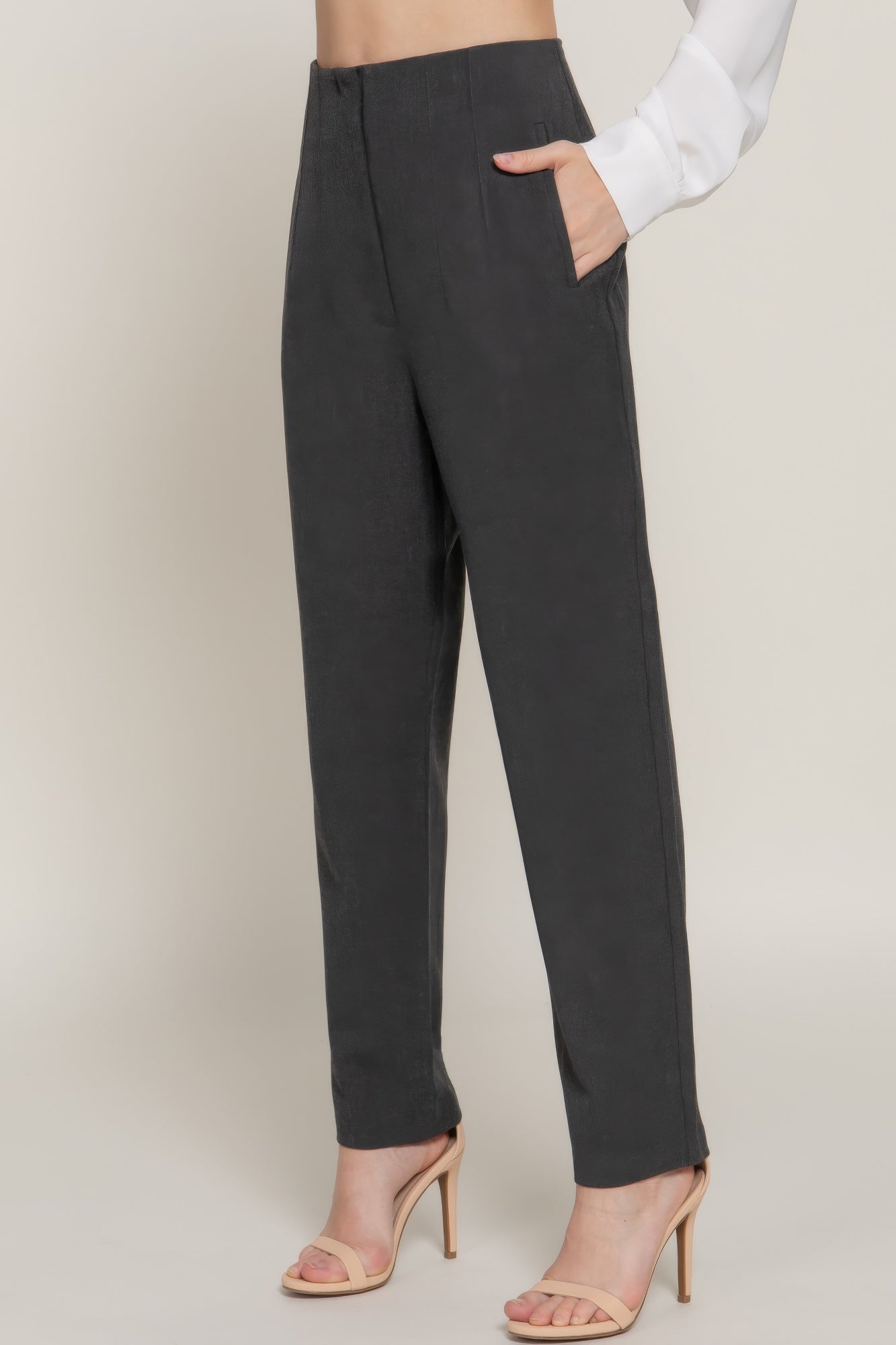 High Waist Pintuck Detail Long Pants product image