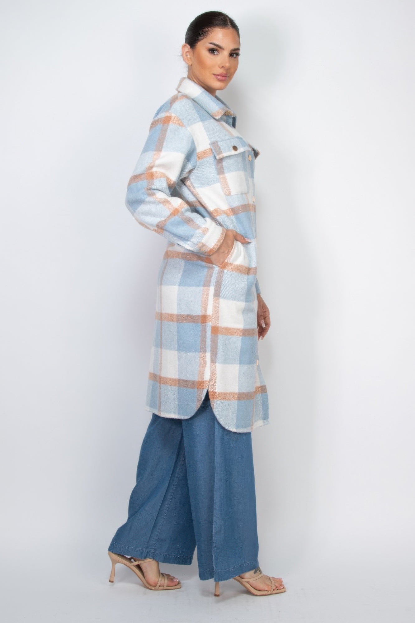 Plaid Buttoned Shacket Coat product image