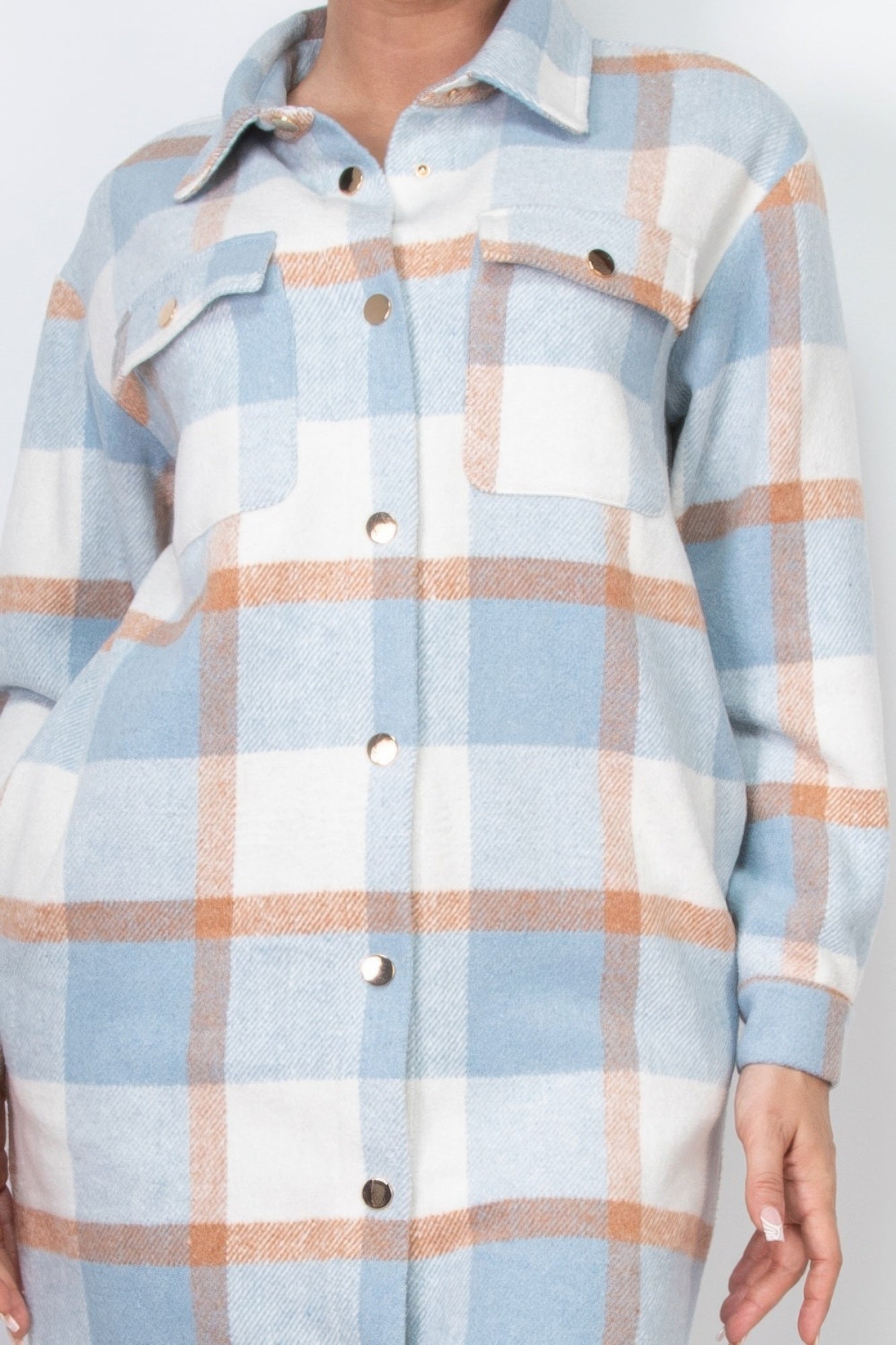 Plaid Buttoned Shacket Coat product image