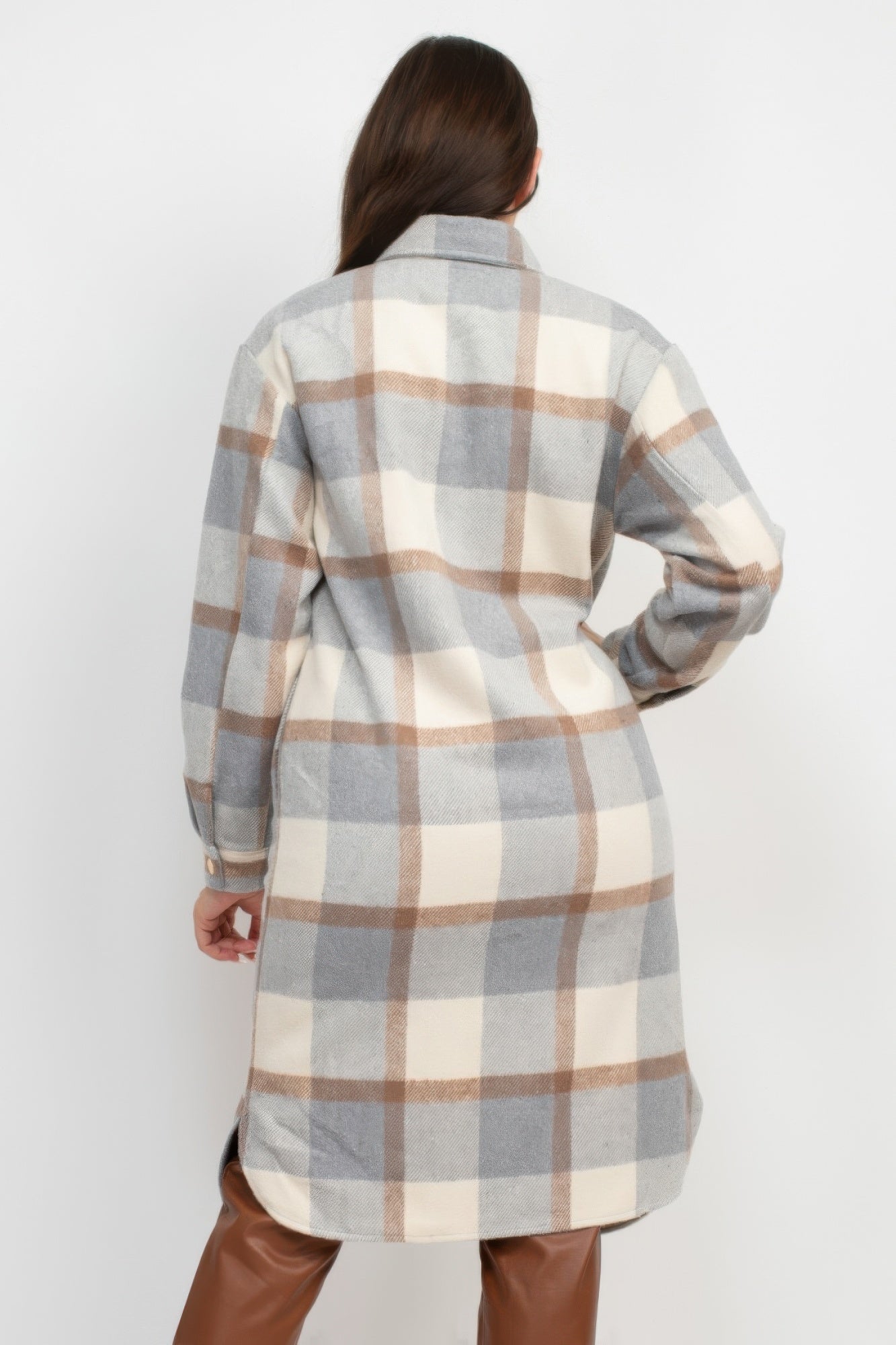 Plaid Buttoned Shacket Coat product image