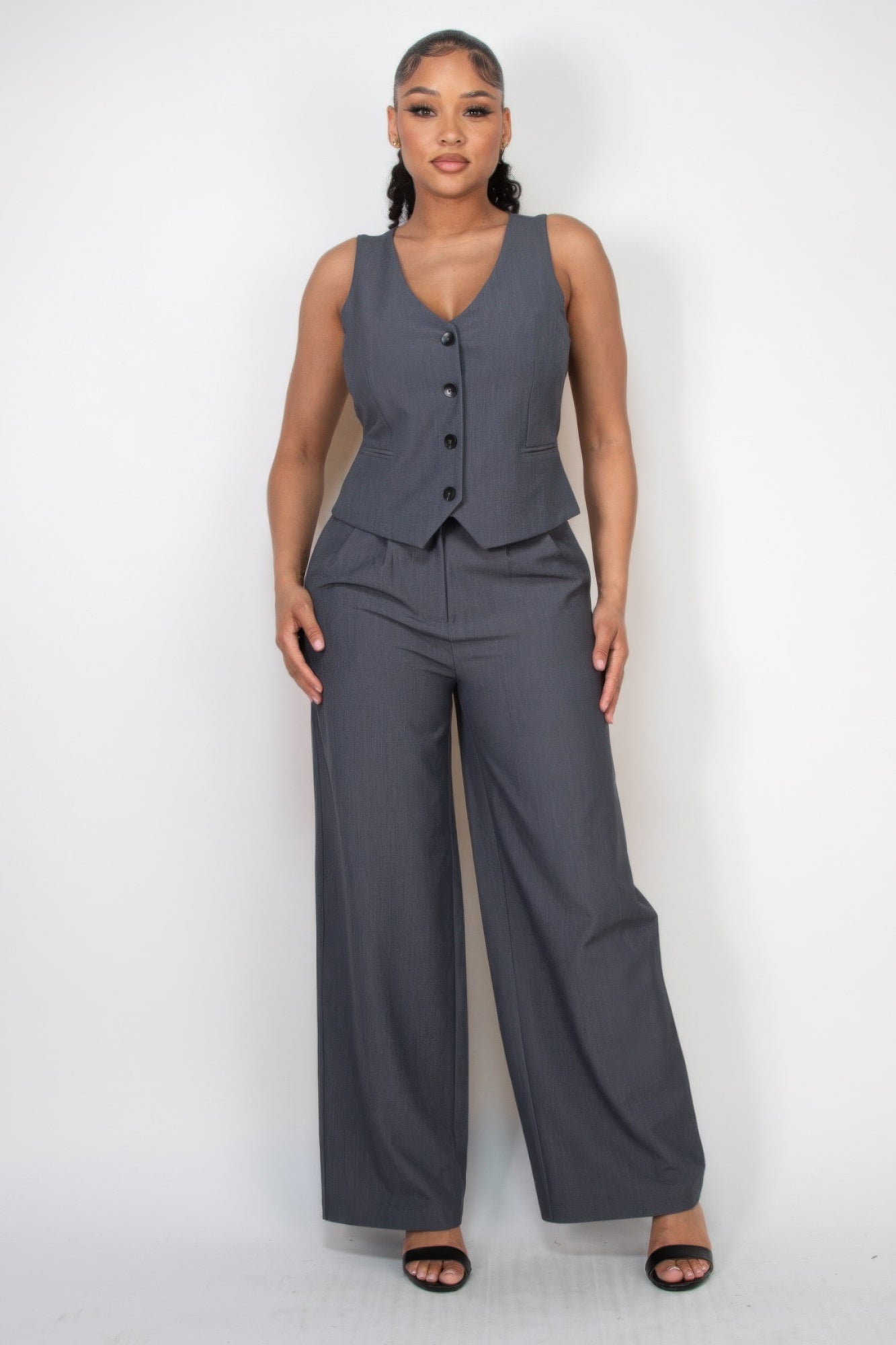 Pleated Double Waistband Pants product image