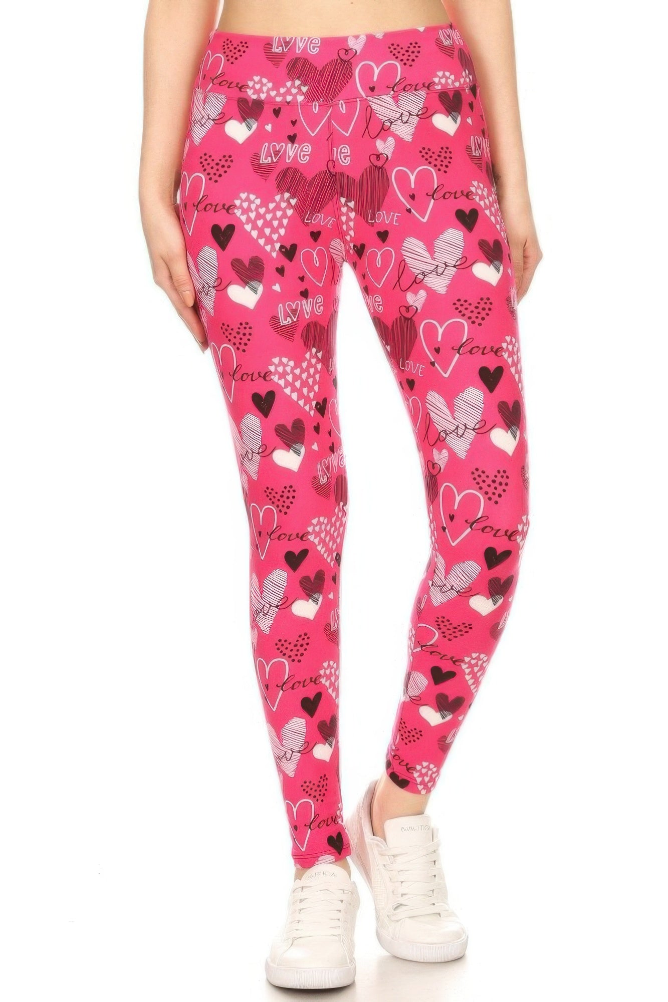 Heart Prints Printed, High Waisted Leggings product image