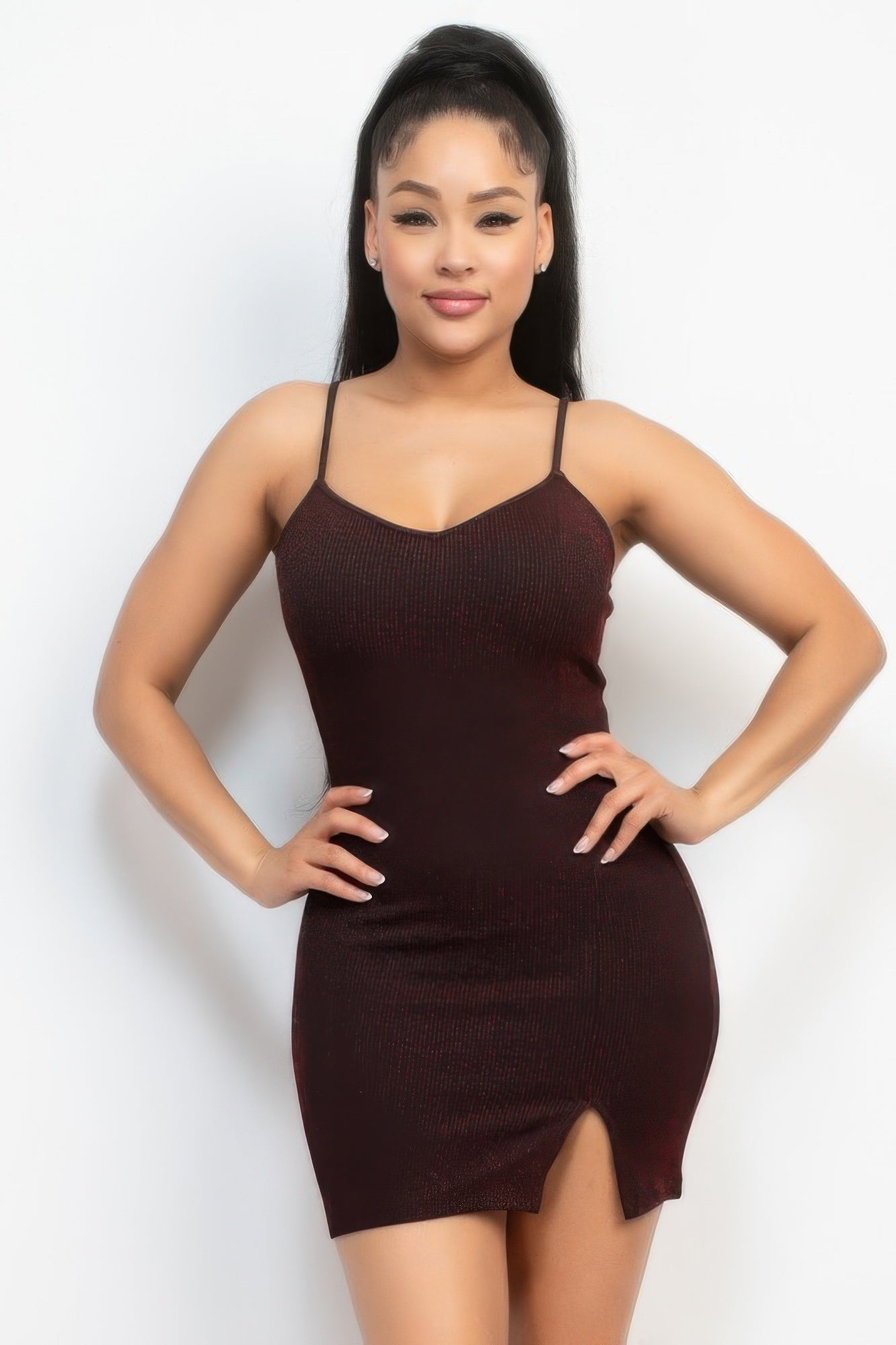 Glittered bodycon slit dress product image