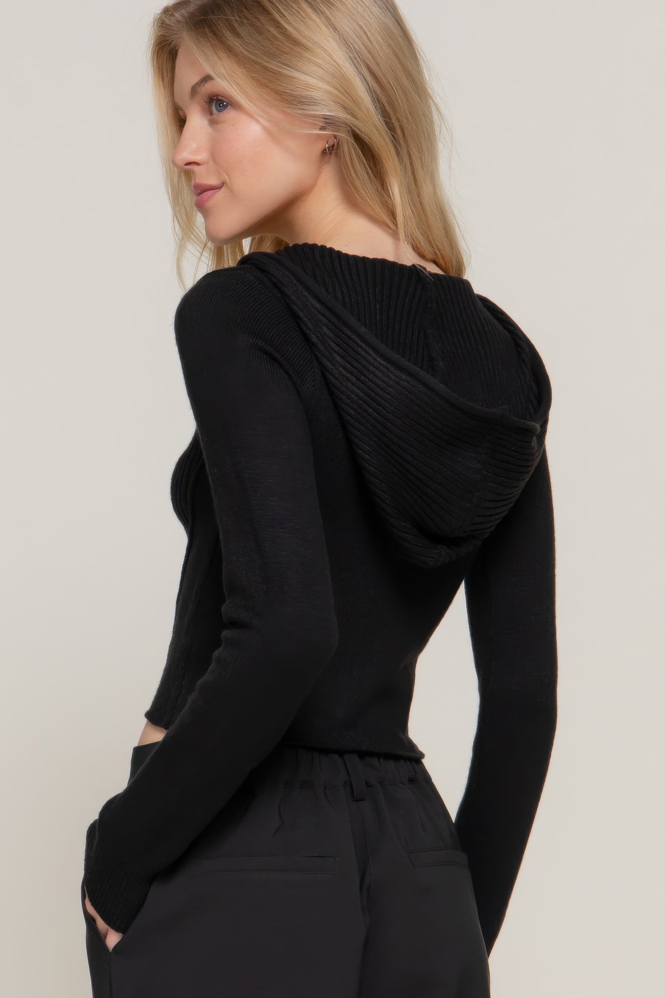 2-way zip closure sweater hoodie cardigan product image