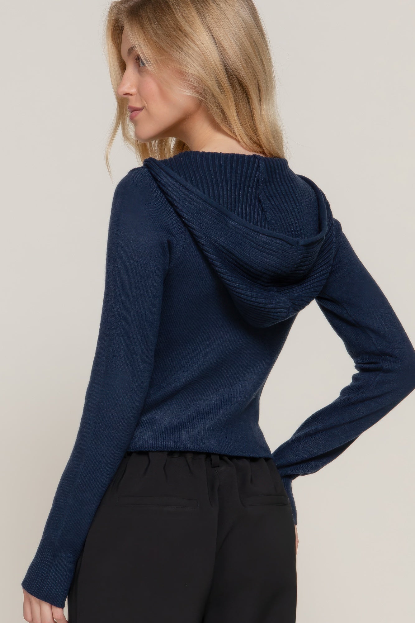 2-way zip closure sweater hoodie cardigan product image