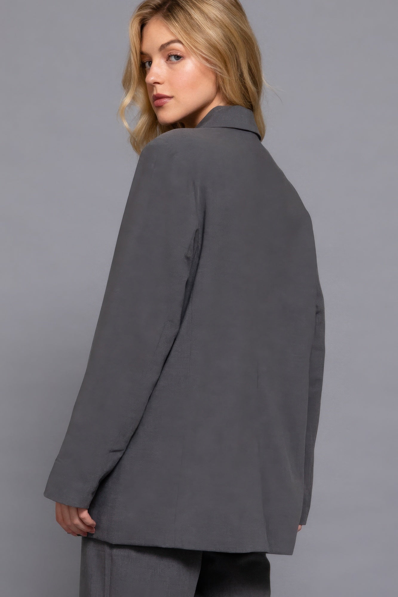 Long slv front button closure blazer product image