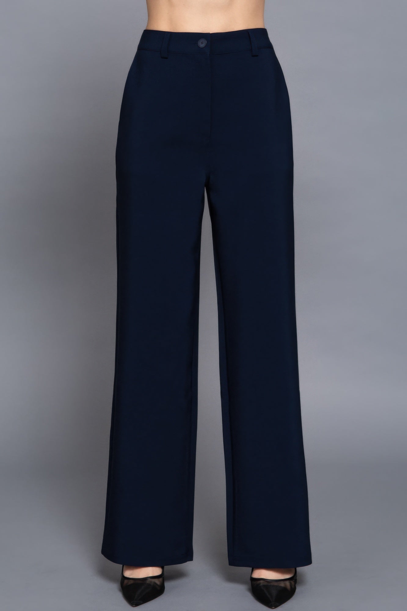 Back elastic straight woven long pants product image