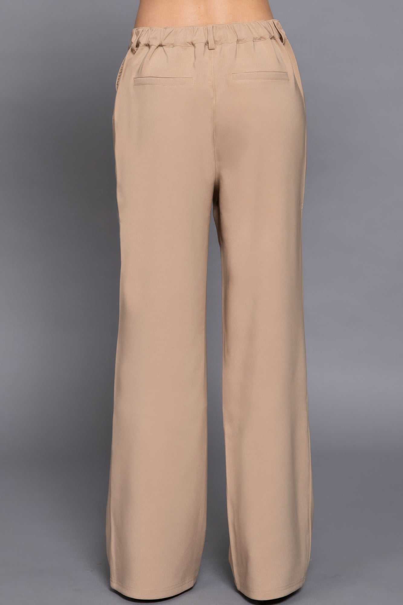 Back elastic straight woven long pants product image