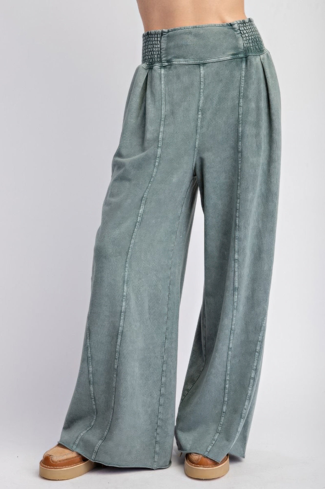 Mineral washed terry knit pants product image