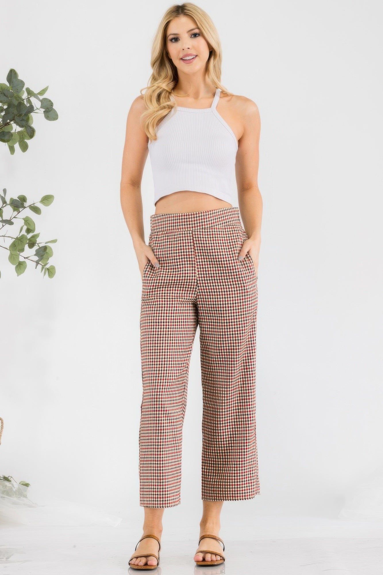 Gingham High Waist Pants product image
