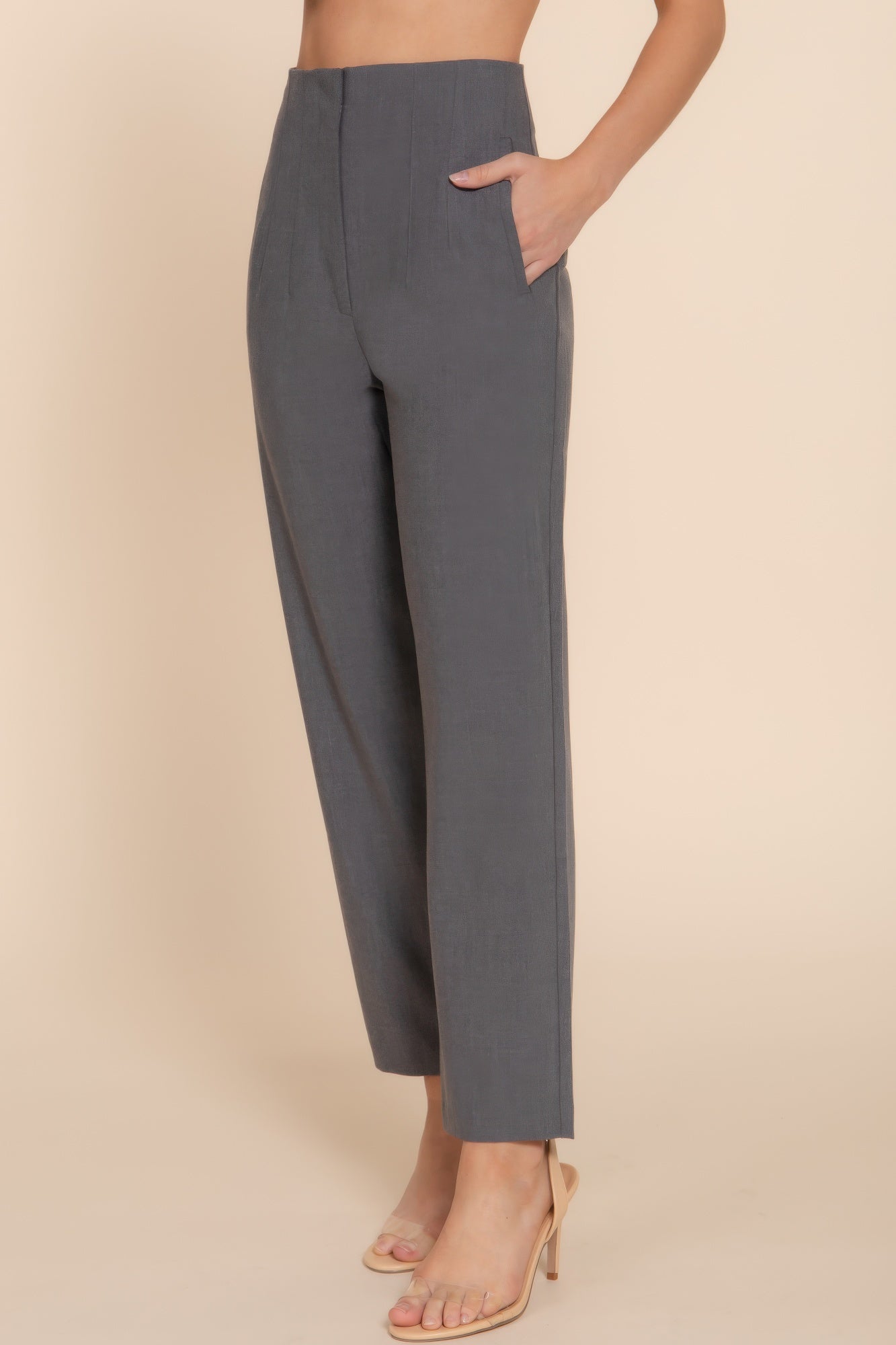 High Waist Pintuck Detail Long Pants product image