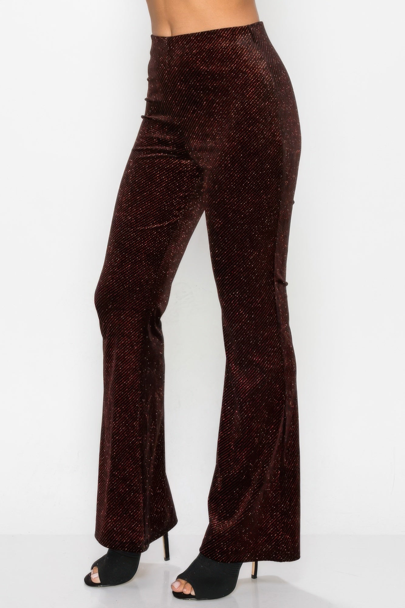 Glittery Flare High-rise Elastic Pants product image
