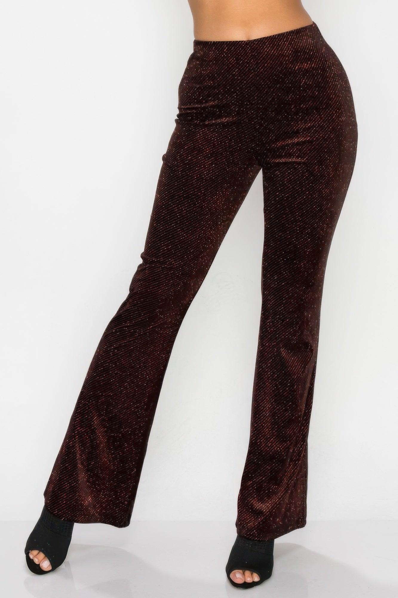 Glittery Flare High-rise Elastic Pants product image
