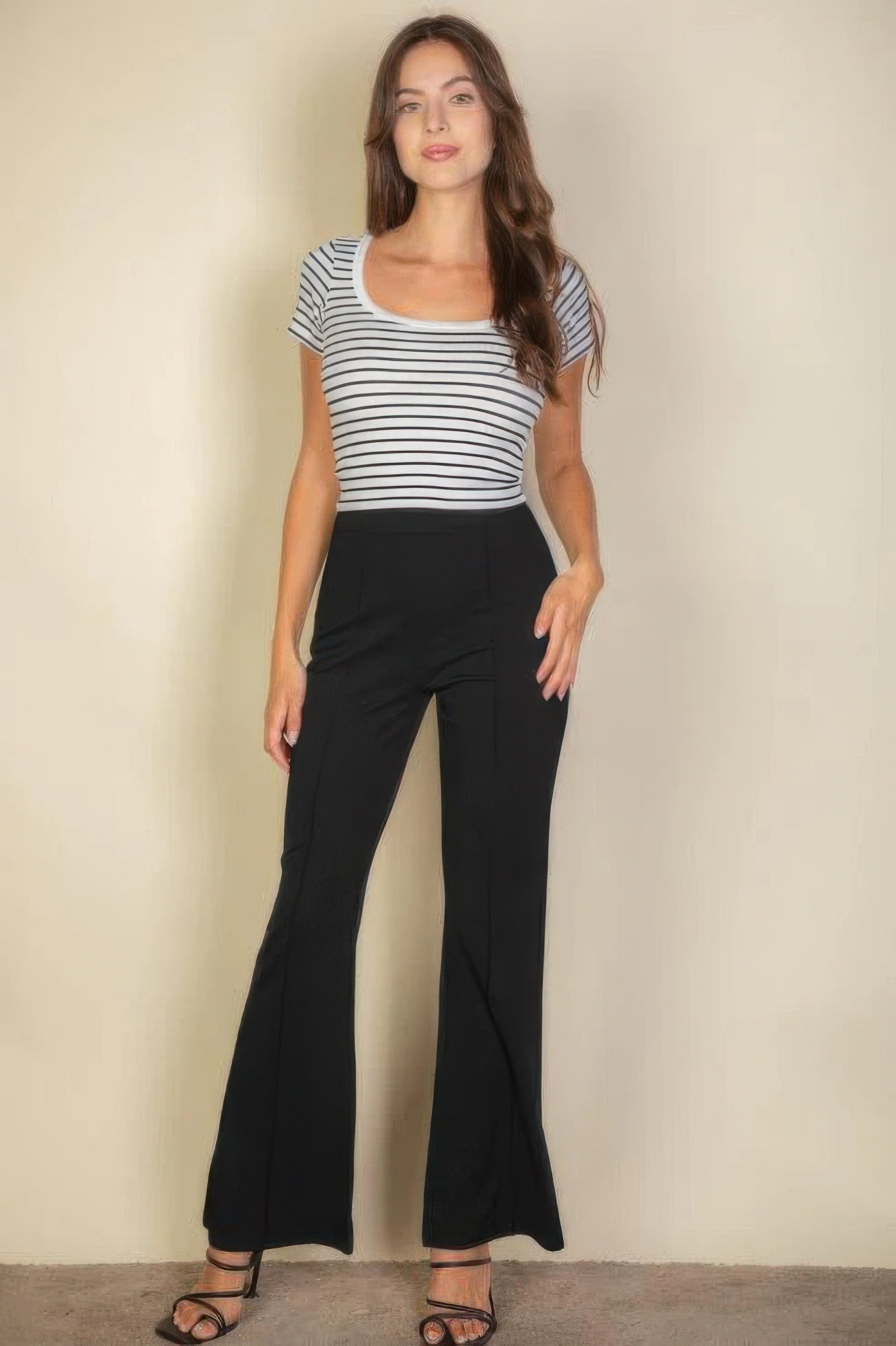 High Waist Stretch Crepe Flare Pants product image