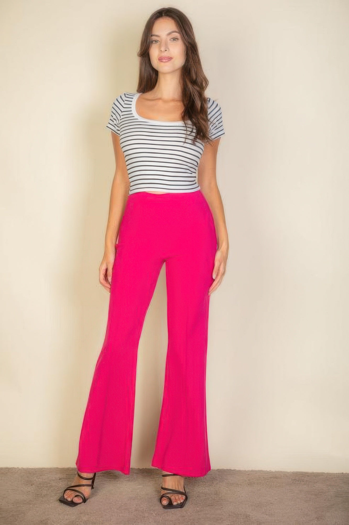 High Waist Stretch Crepe Flare Pants product image