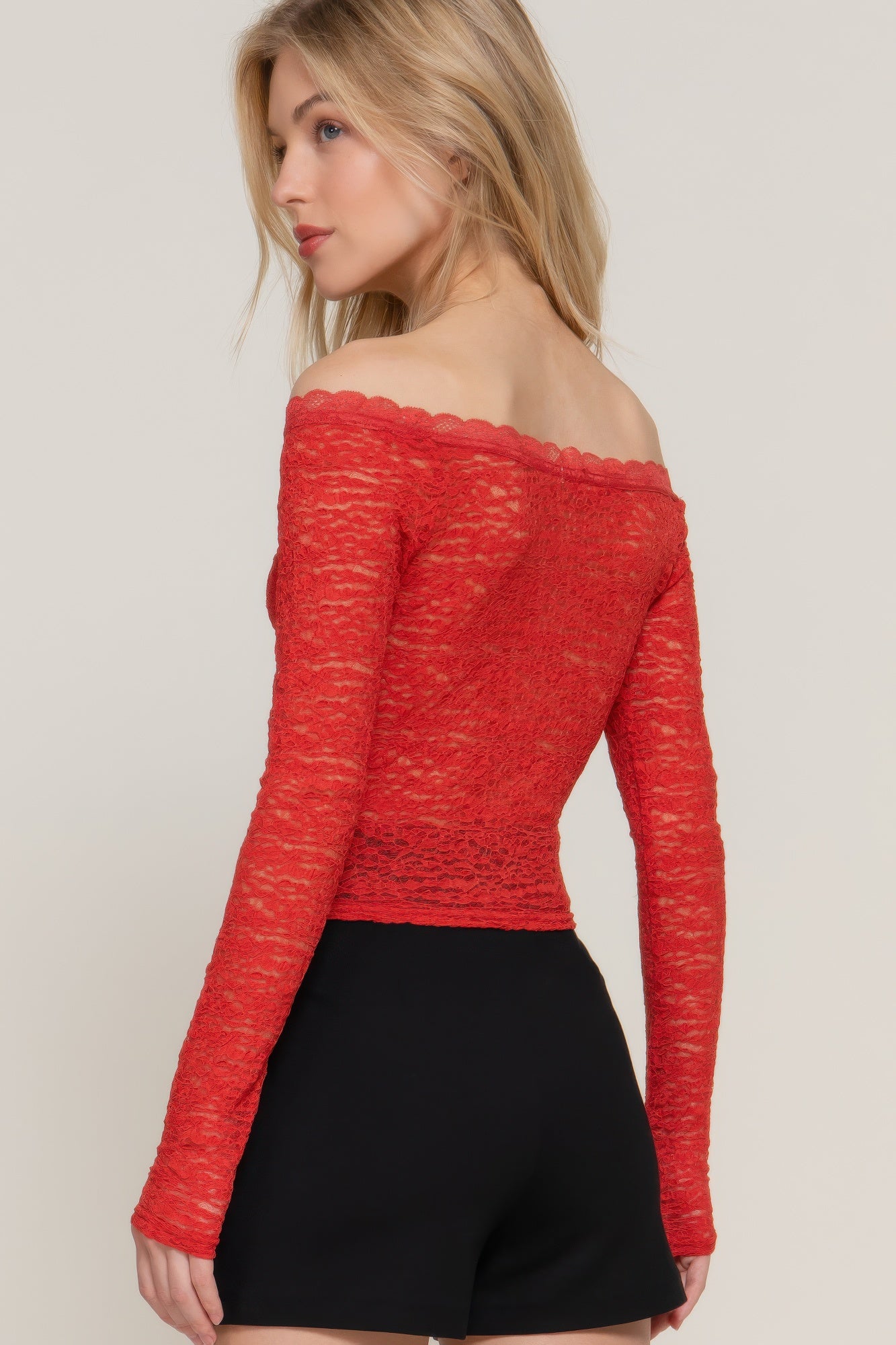 Off The Shoulder Stretch Lace Top product image