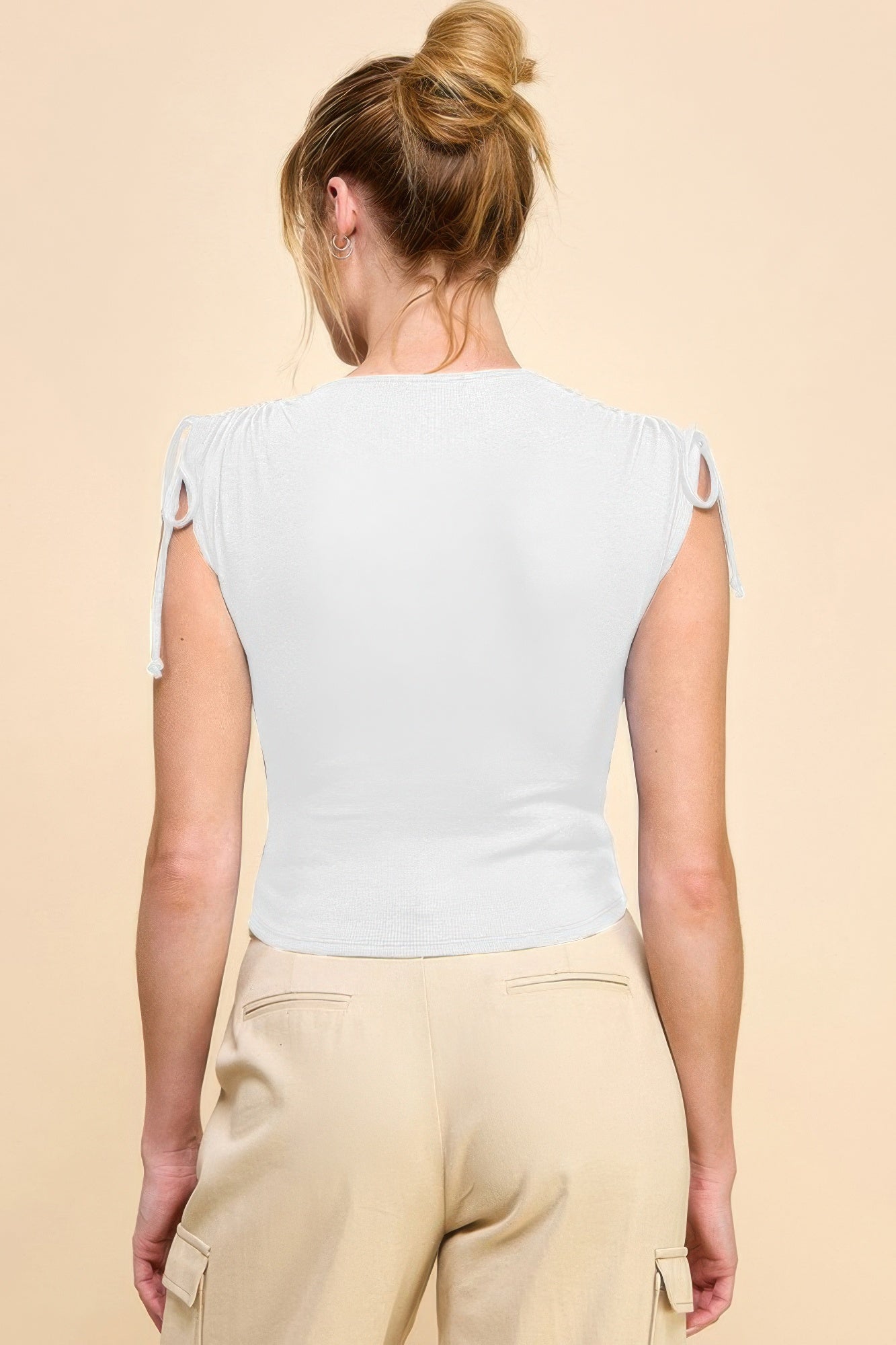 Ruching Shoulder Ribbed Top product image