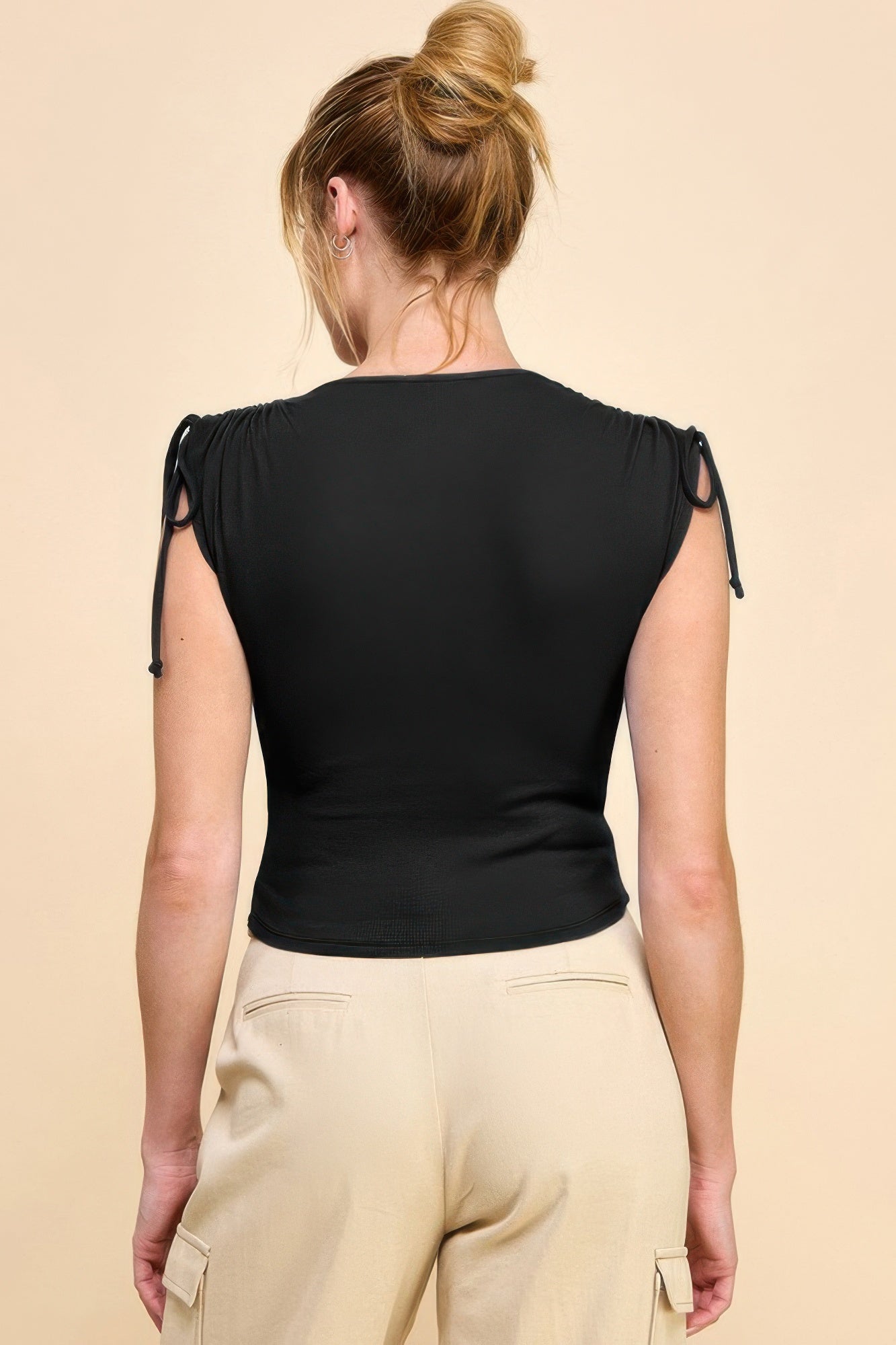 Ruching Shoulder Ribbed Top product image