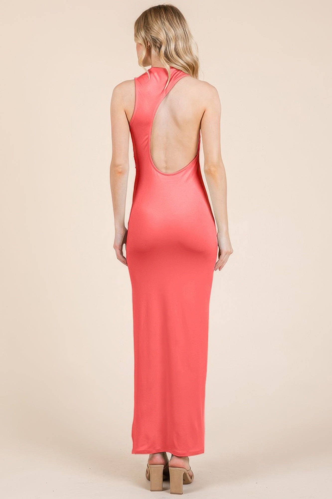 Back Cut Out Side Shirring Side Slit Maxi Dress product image
