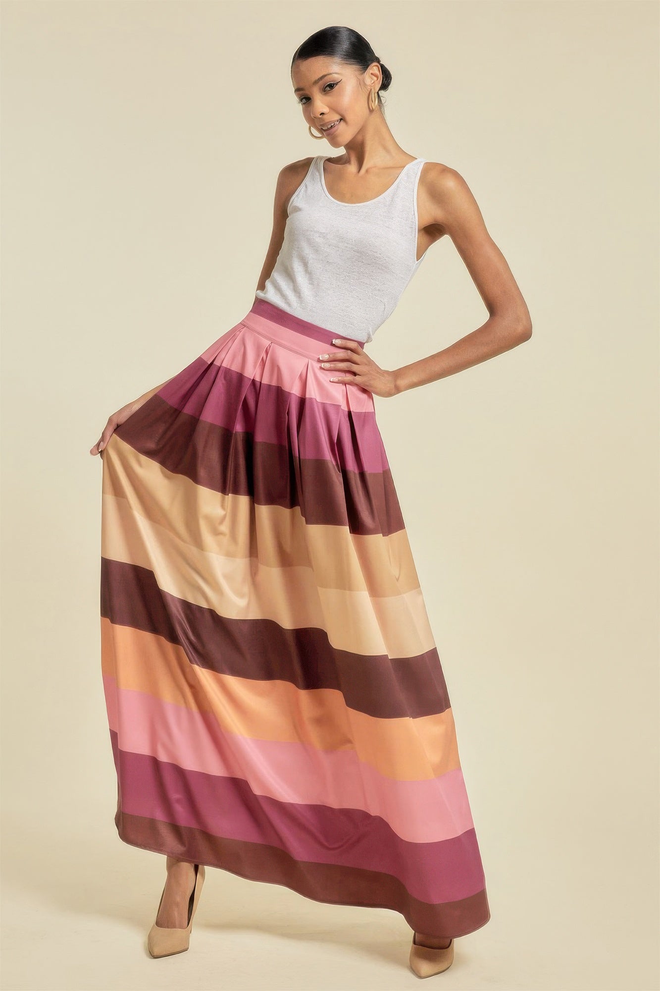Color Block Maxi Skirt With Pockets product image
