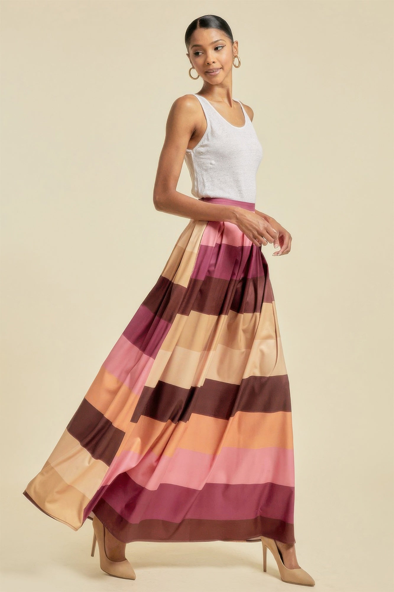 Color Block Maxi Skirt With Pockets product image