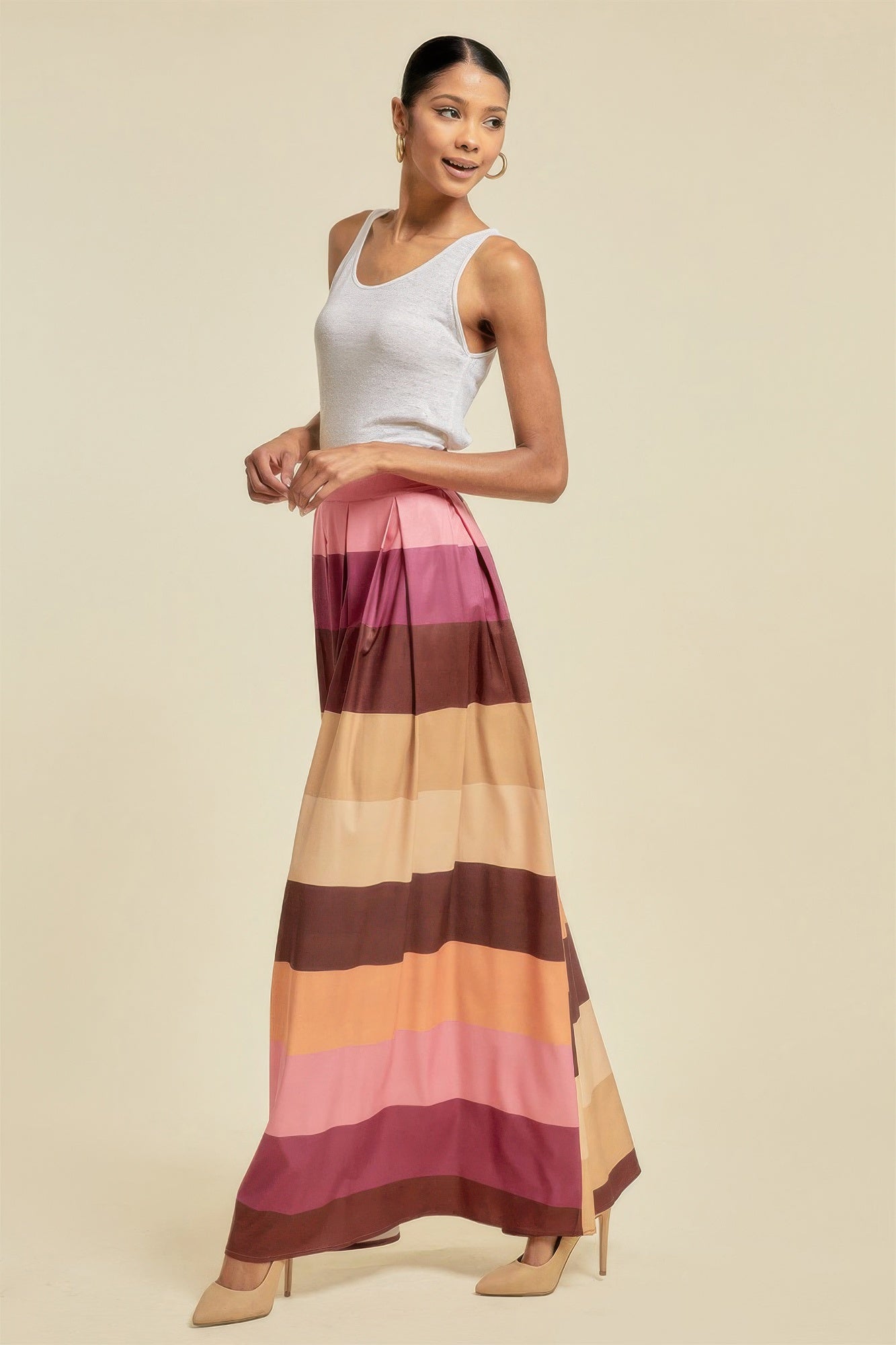 Color Block Maxi Skirt With Pockets product image