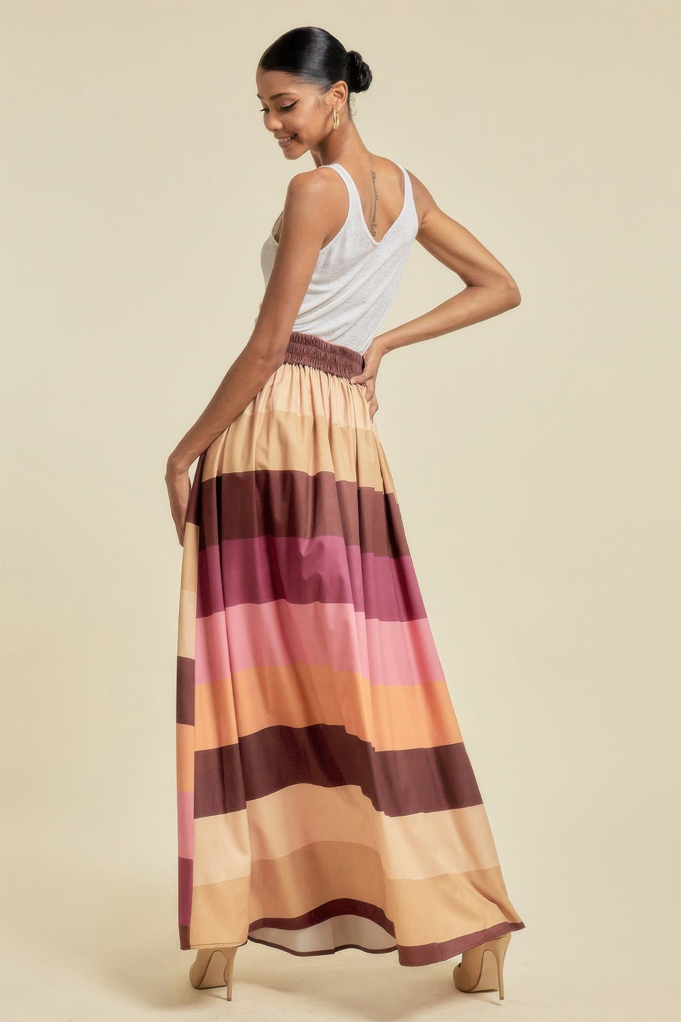 Color Block Maxi Skirt With Pockets product image