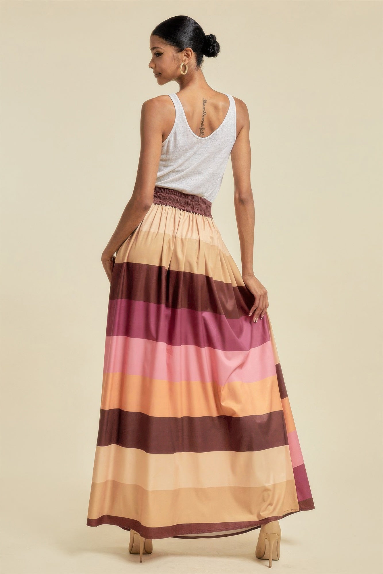 Color Block Maxi Skirt With Pockets product image