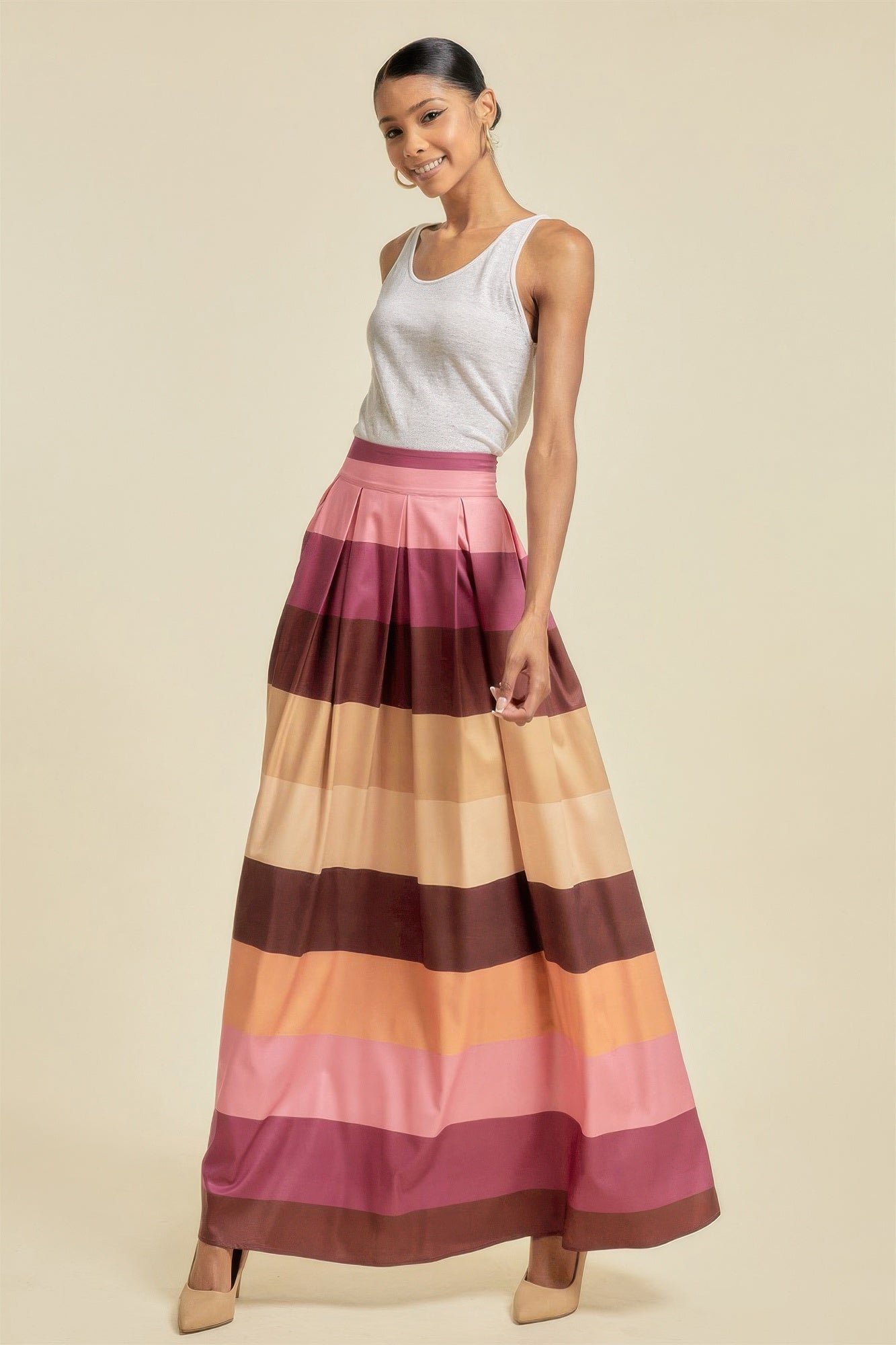 Color Block Maxi Skirt With Pockets product image