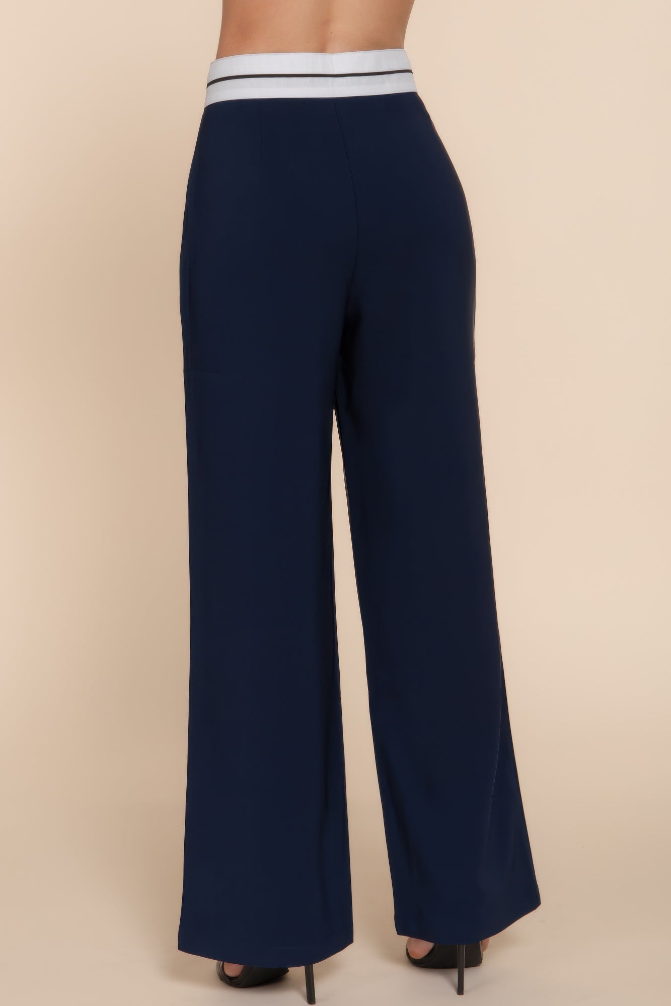Contrast Waistband Straight Long Pants product image
