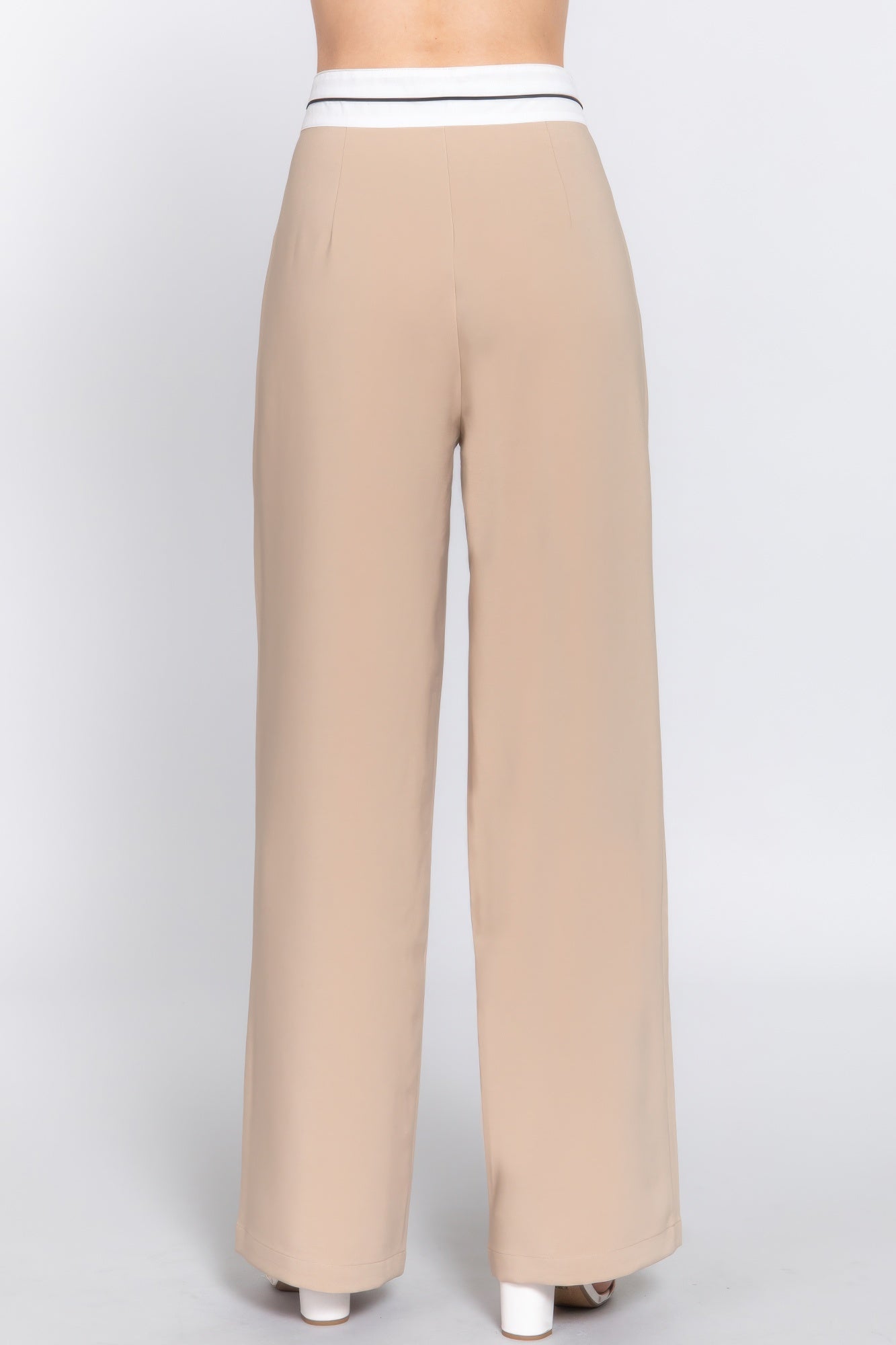 Contrast Waistband Straight Long Pants product image