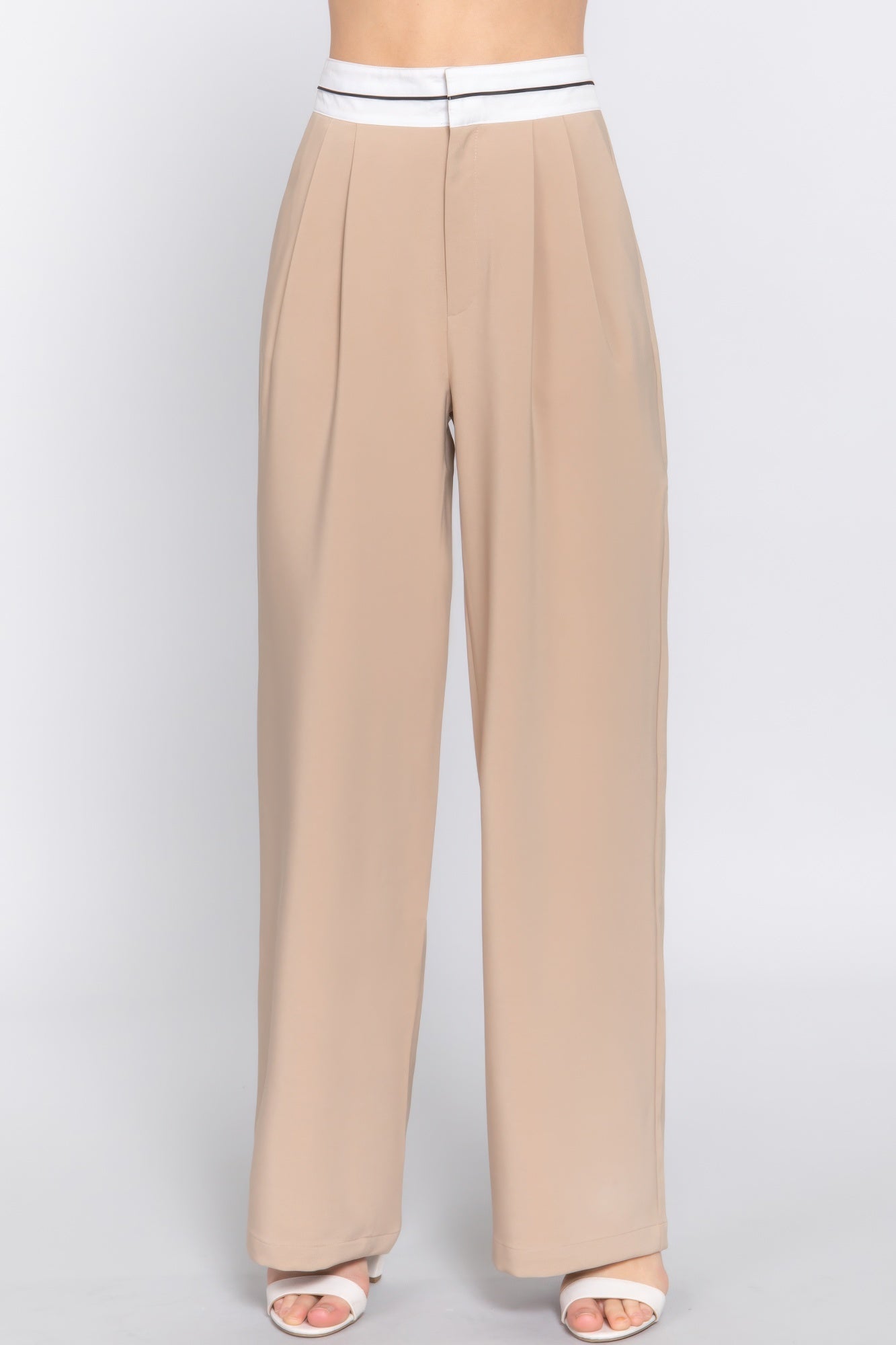 Contrast Waistband Straight Long Pants product image