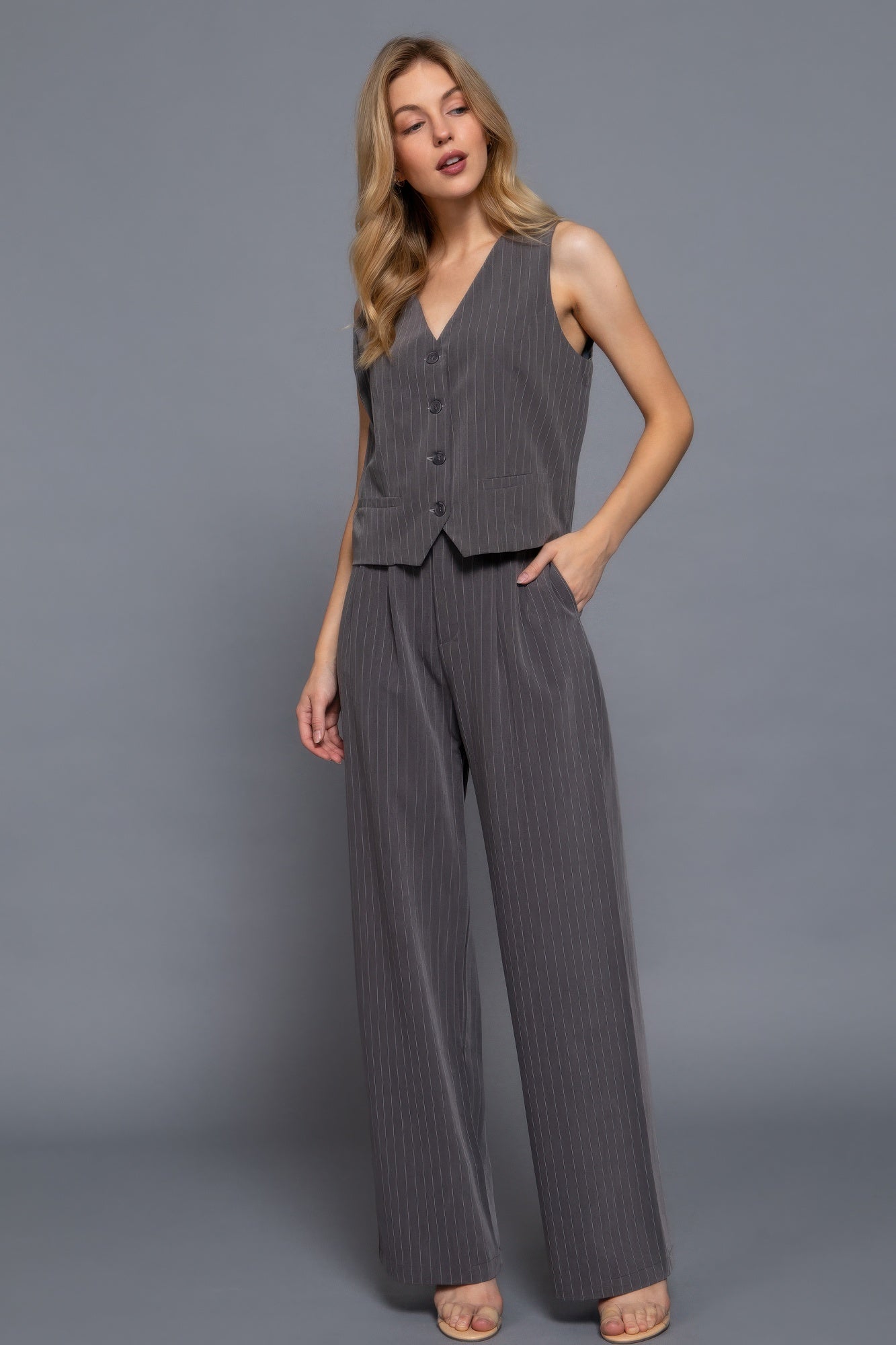 Pin Stripe Woven Straight Pants product image