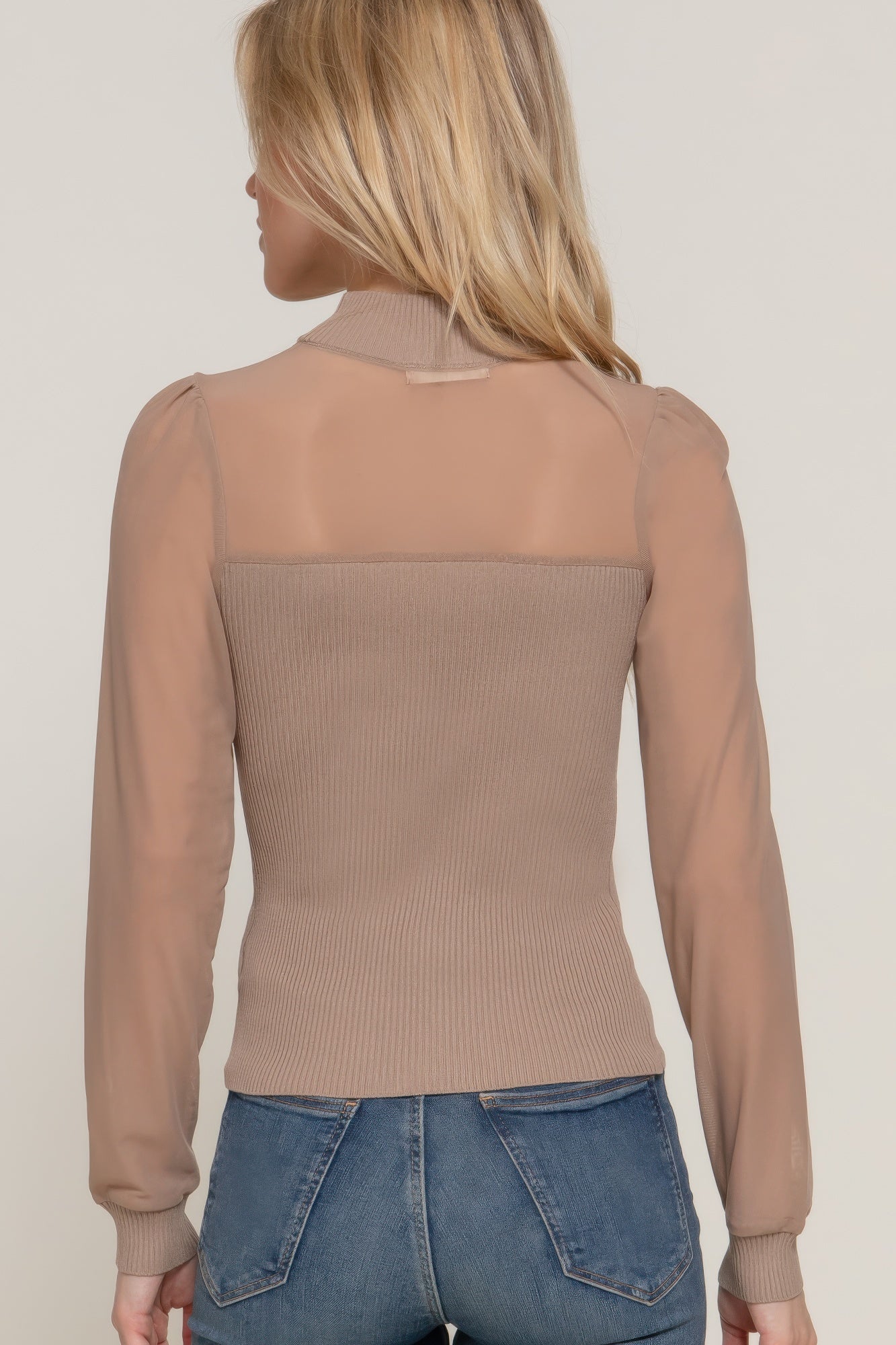 Long Slv Mesh Panel Detail Sweater Top product image