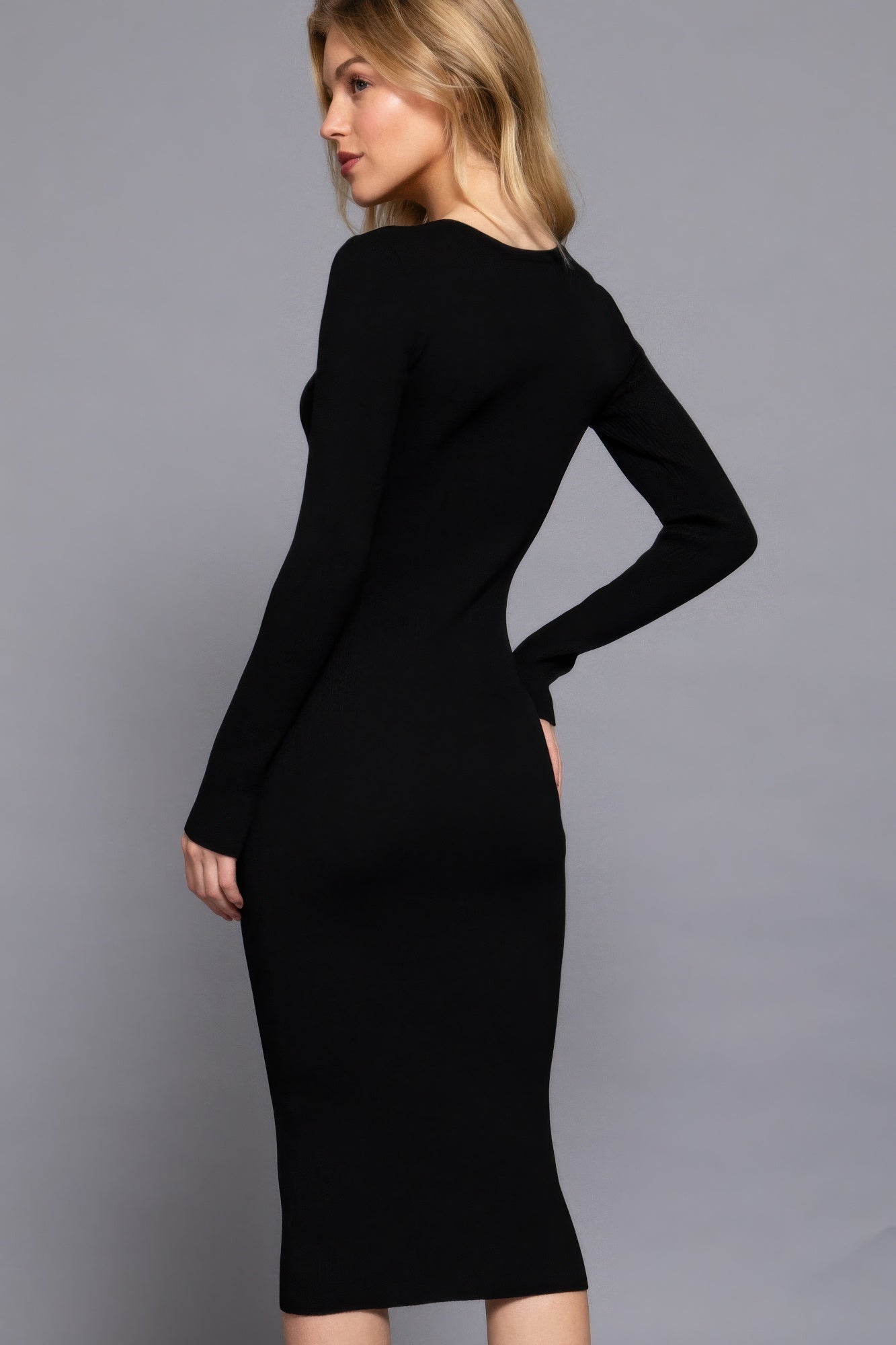 Henley Neck Midi Sweater Dress product image