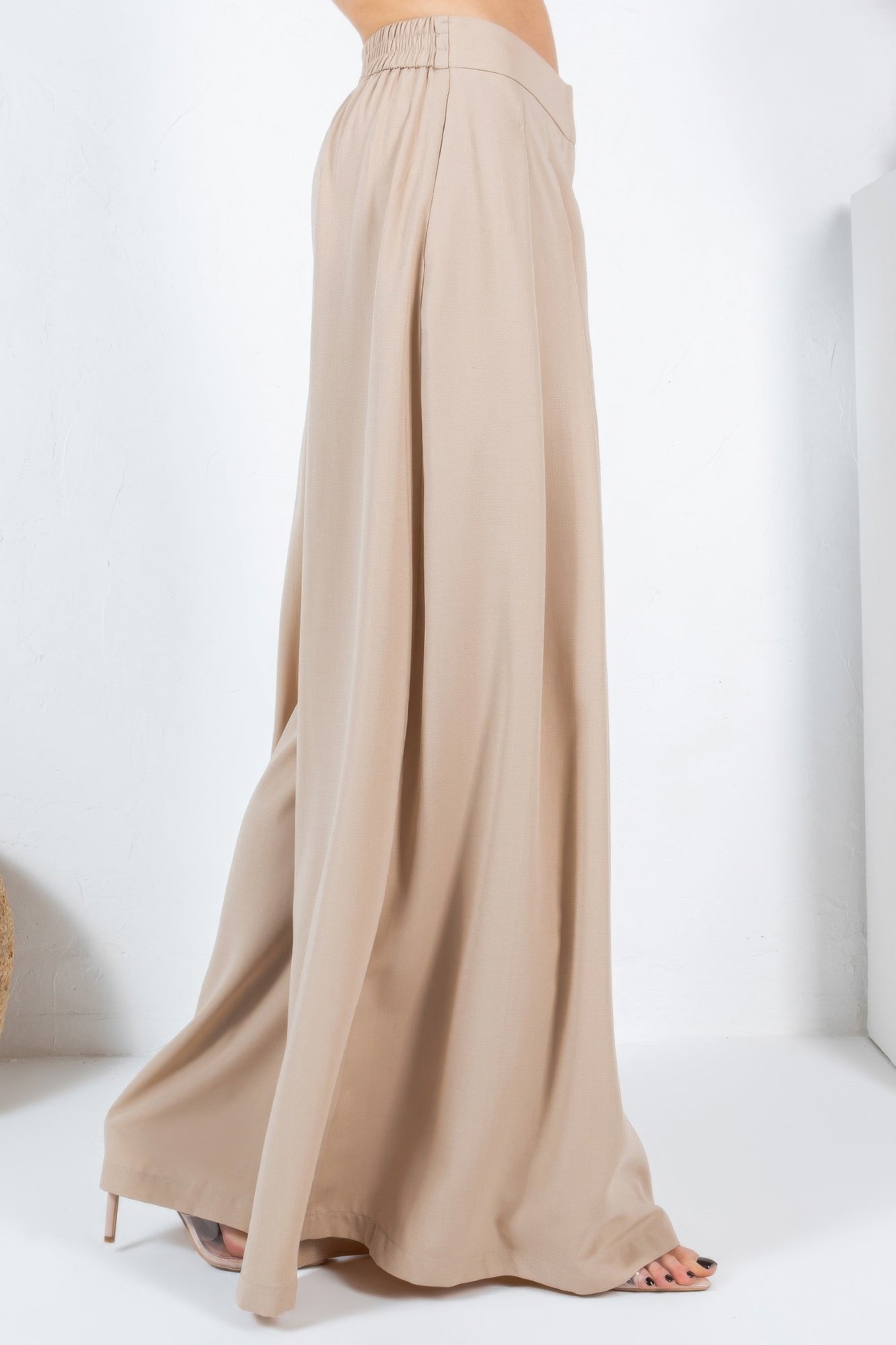 Large Hem Wide Leg Pleated Solid Pants product image