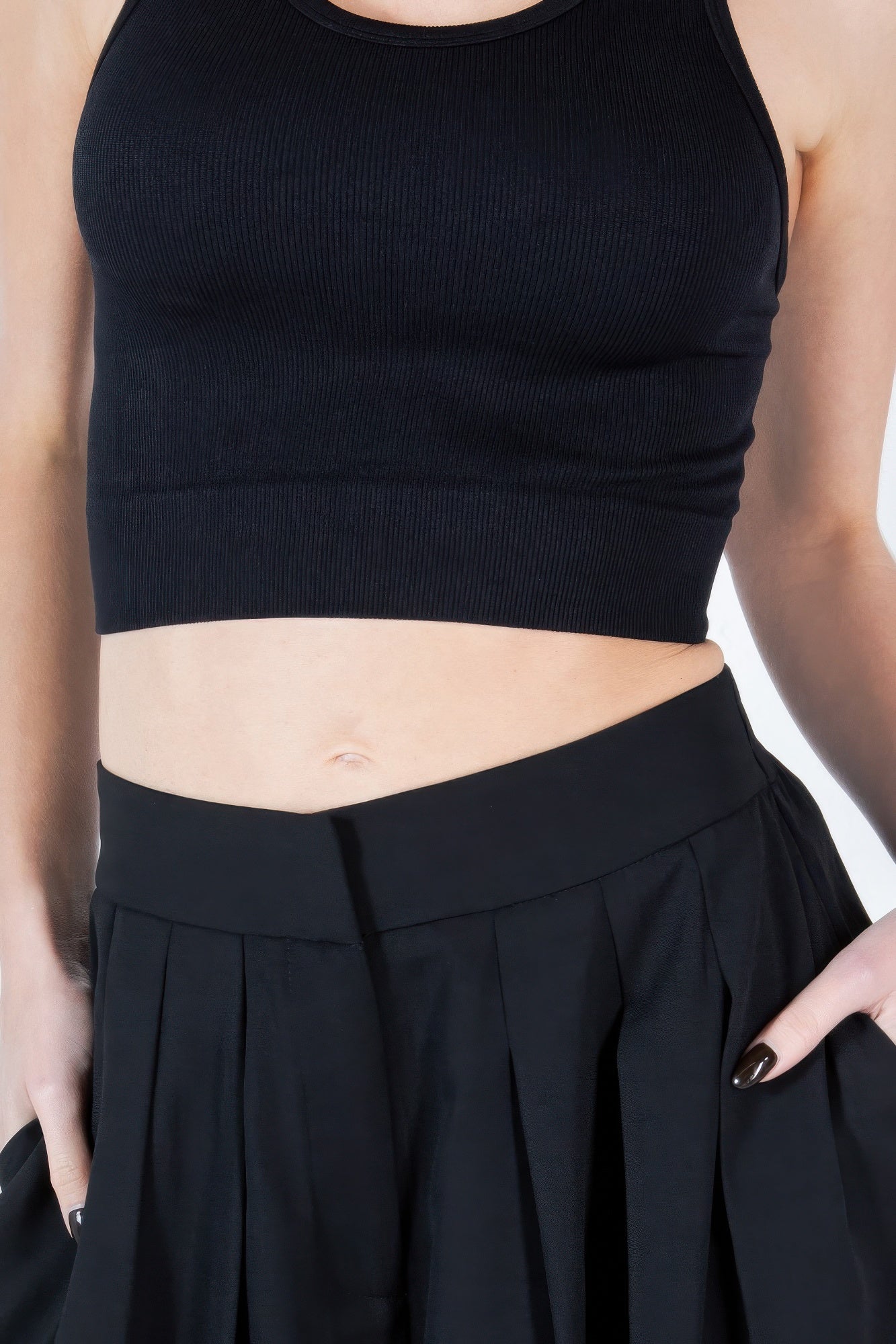 Large Hem Wide Leg Pleated Solid Pants product image