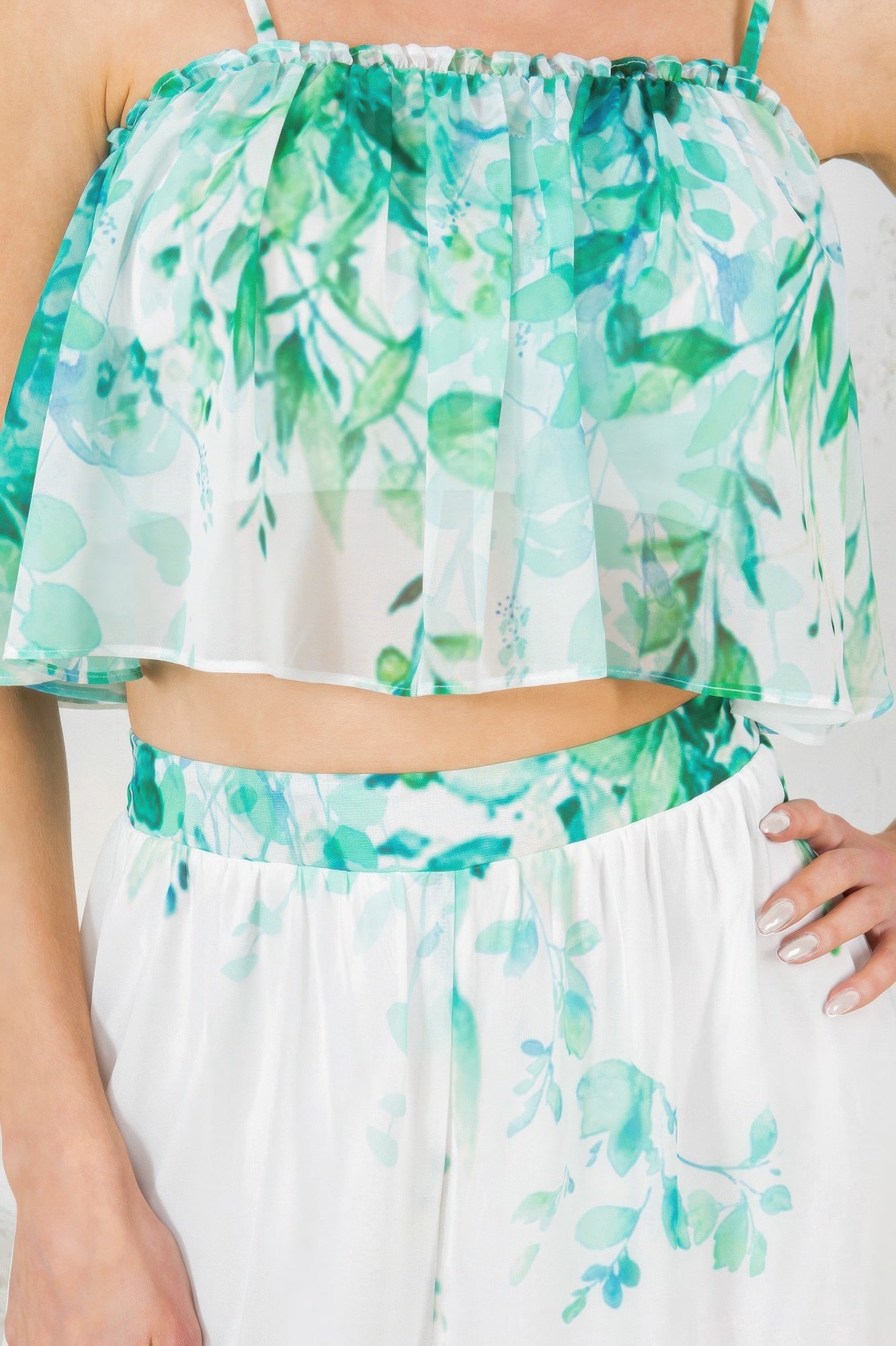 Printed Crop Top & Wide Leg Long Pants Set product image