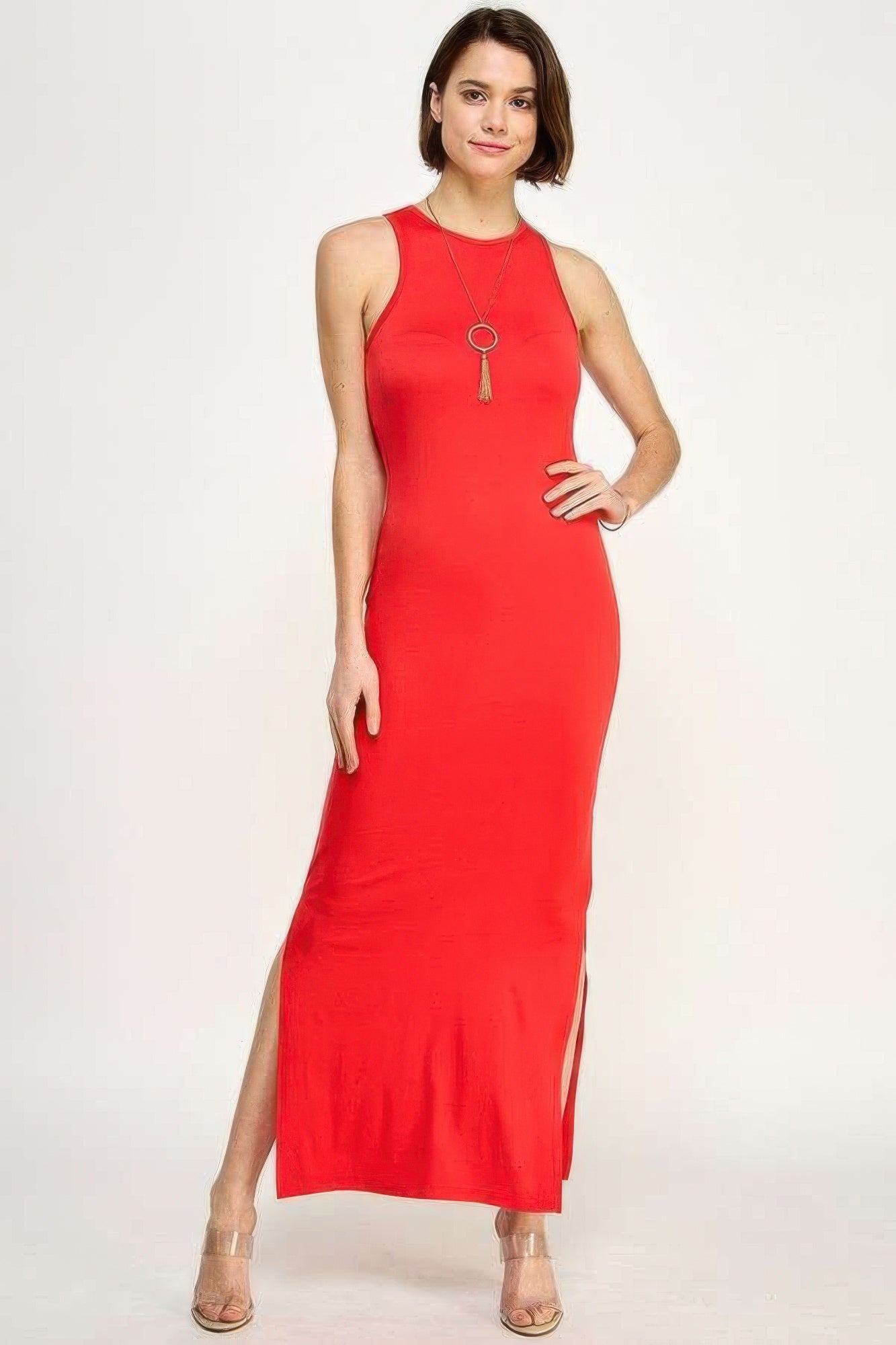 High Neck Side Slit Max Dress product image