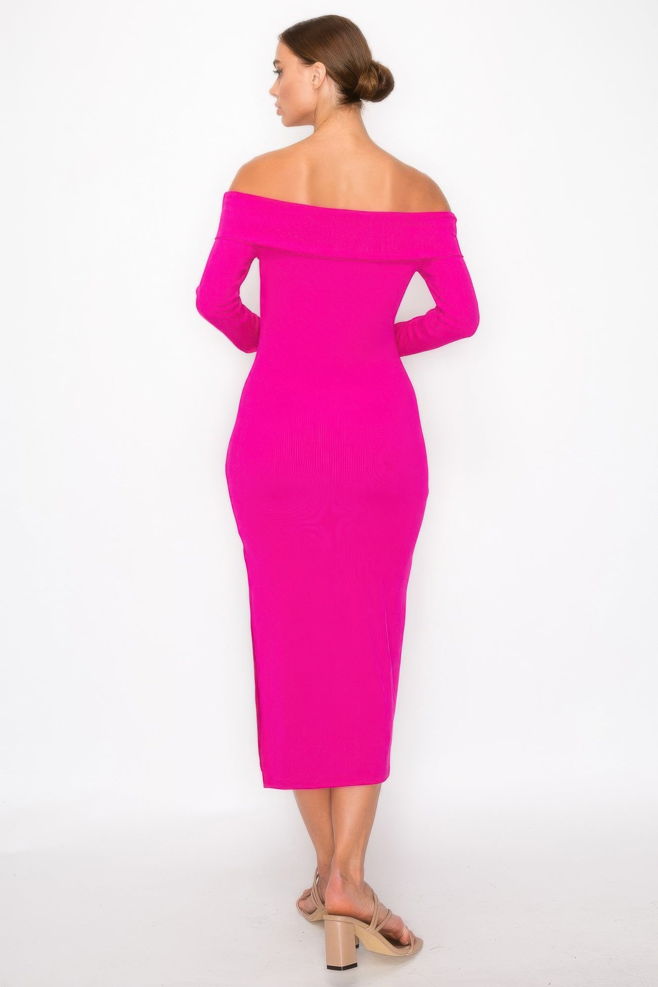 Off-shoulder Rib Midi Dress product image