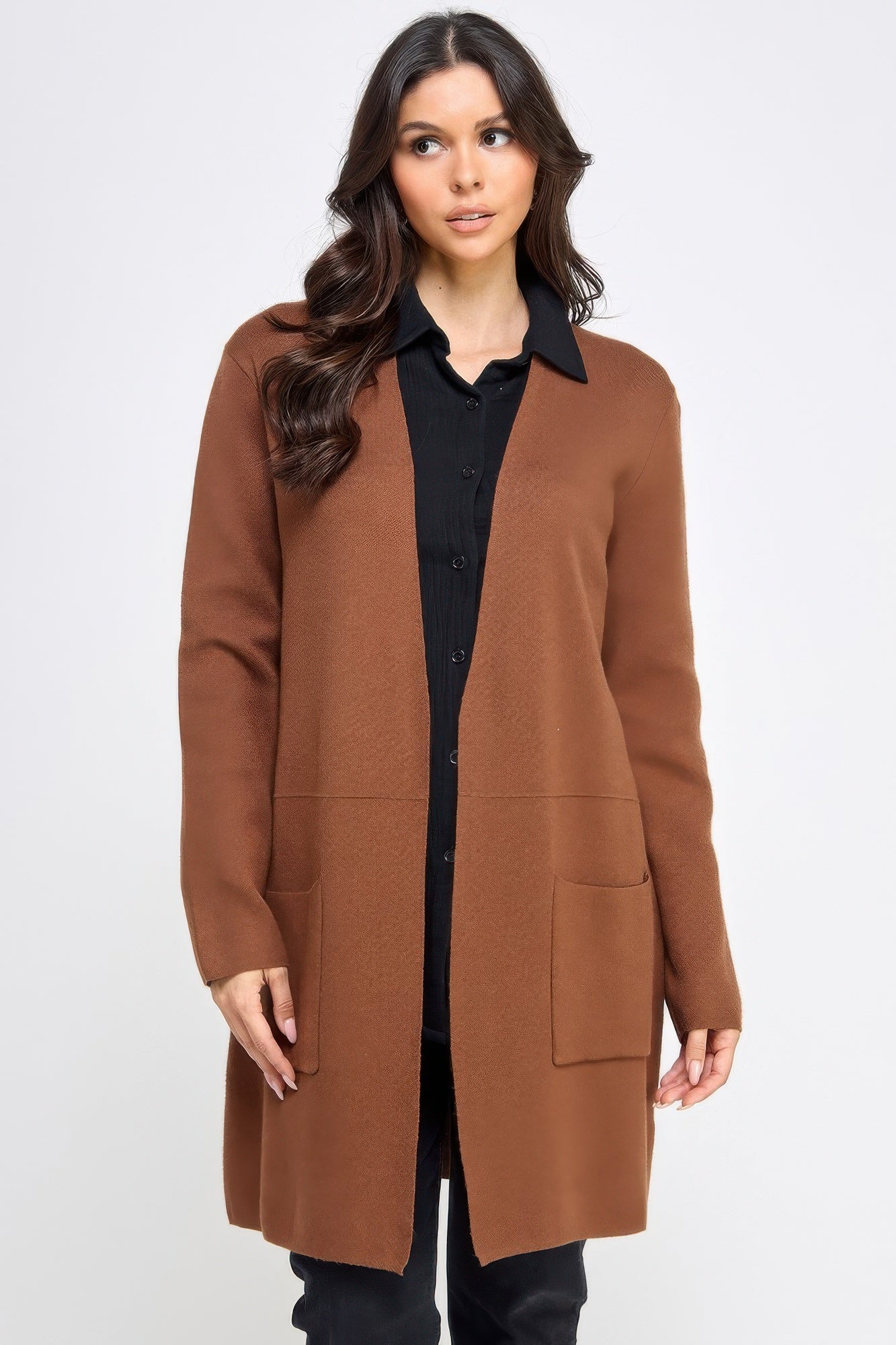 Basic Soft Long Line Open Front Sweater Cardigan product image