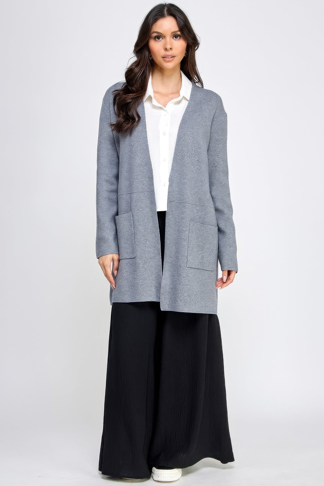Basic Soft Long Line Open Front Sweater Cardigan product image