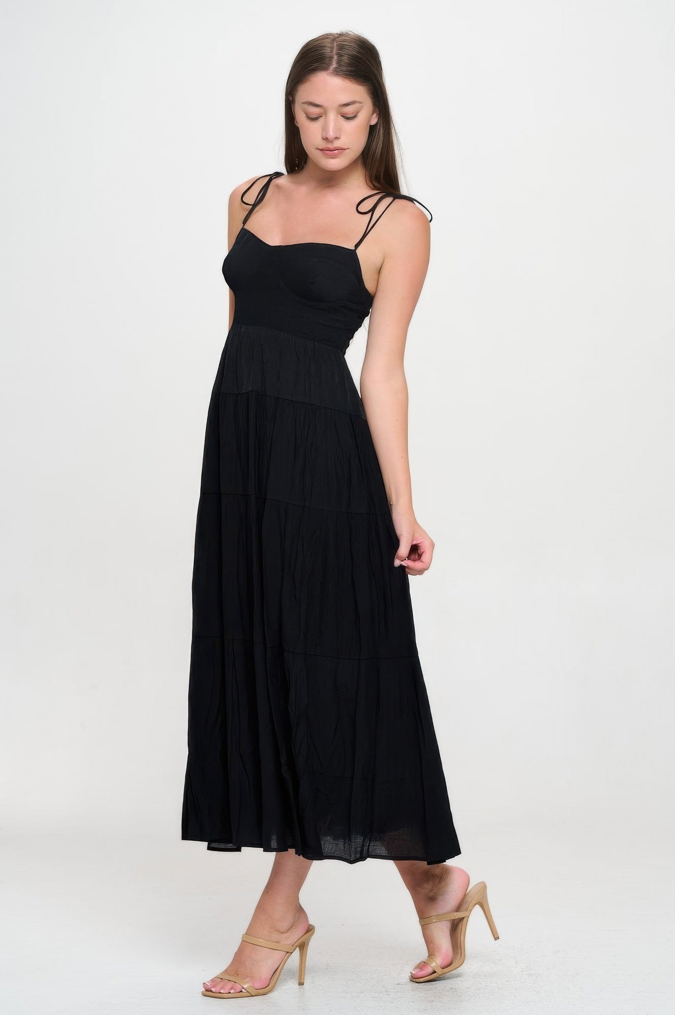 Solid Smocked Ruffle Maxi Dress product image
