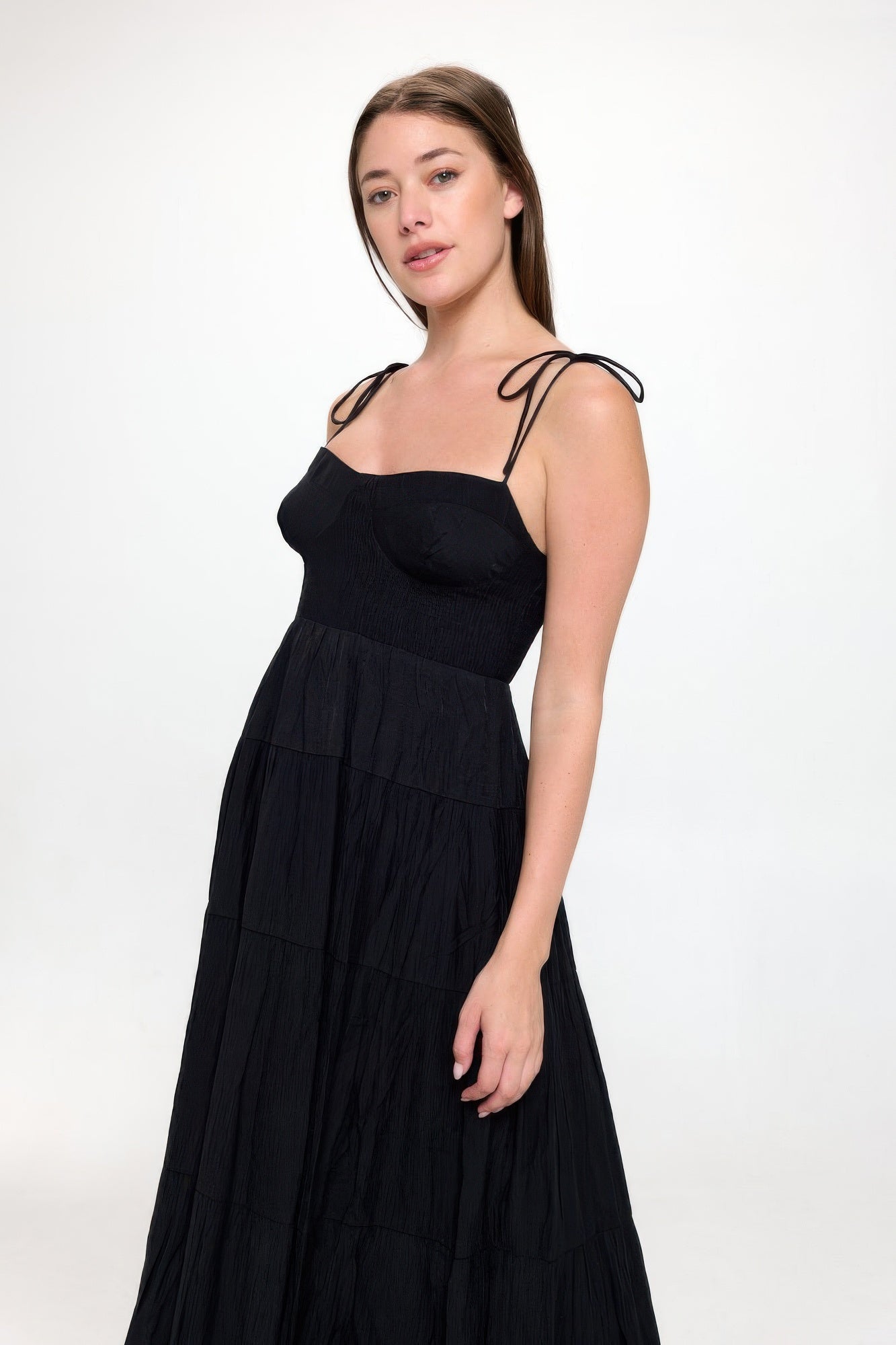 Solid Smocked Ruffle Maxi Dress product image