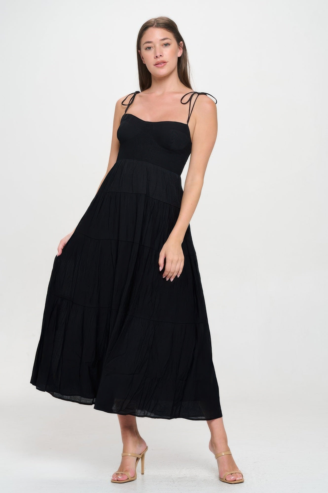 Solid Smocked Ruffle Maxi Dress product image