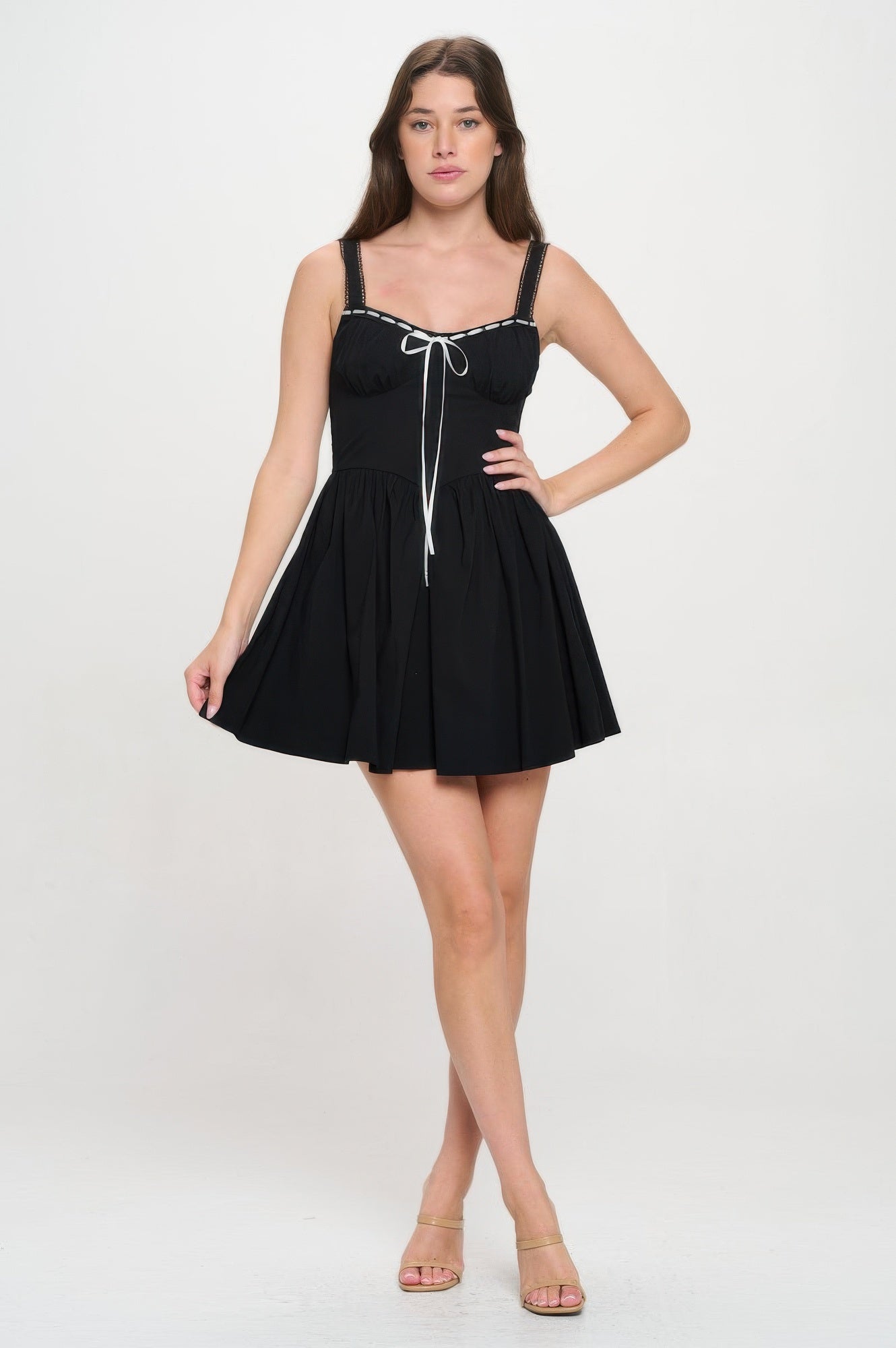Front Ribbon Tie Bustier Dress product image