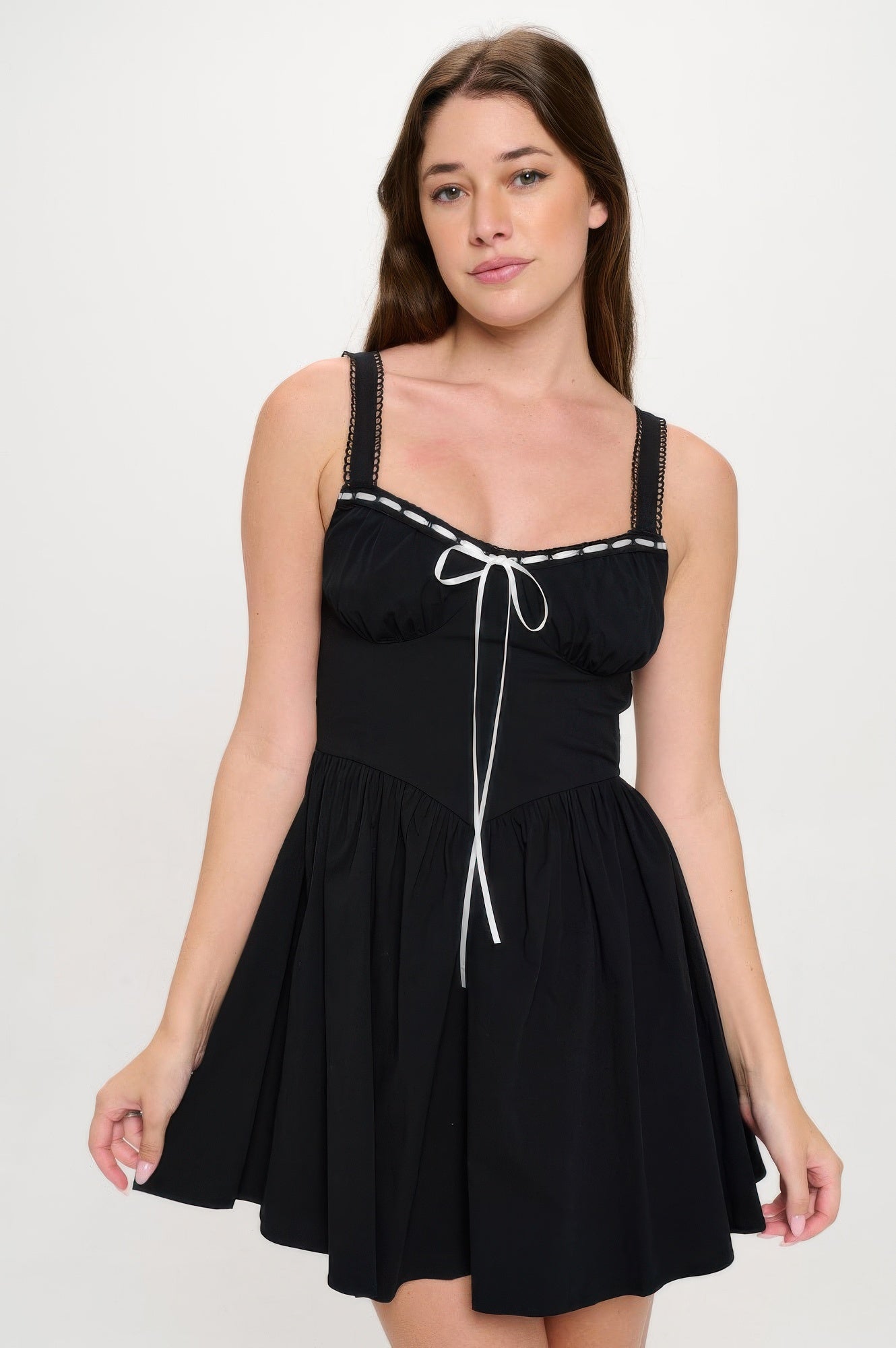 Front Ribbon Tie Bustier Dress product image